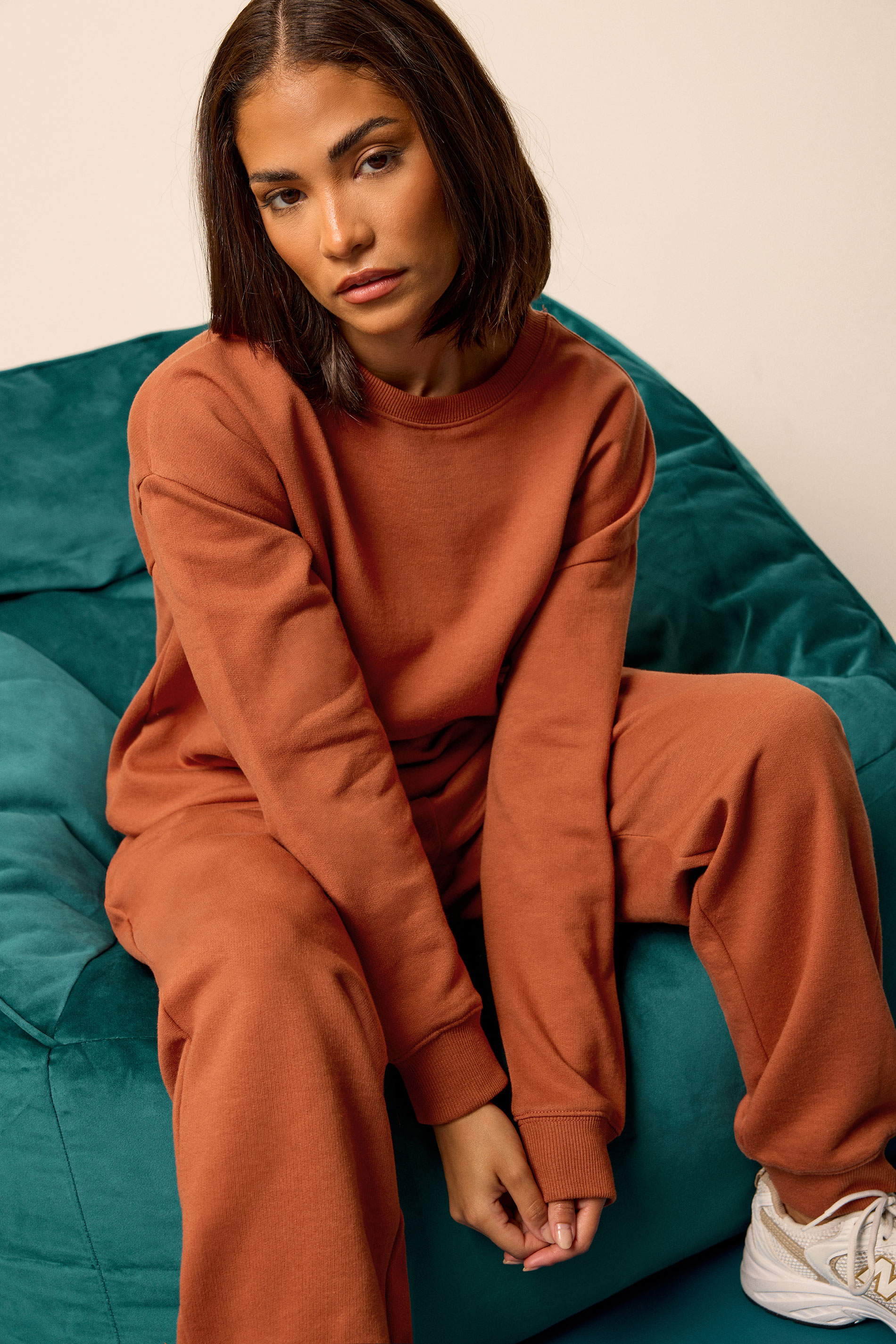 PixieGirl Petite Women's Rust Orange Long Sleeve Sweatshirt | PixieGirl 1