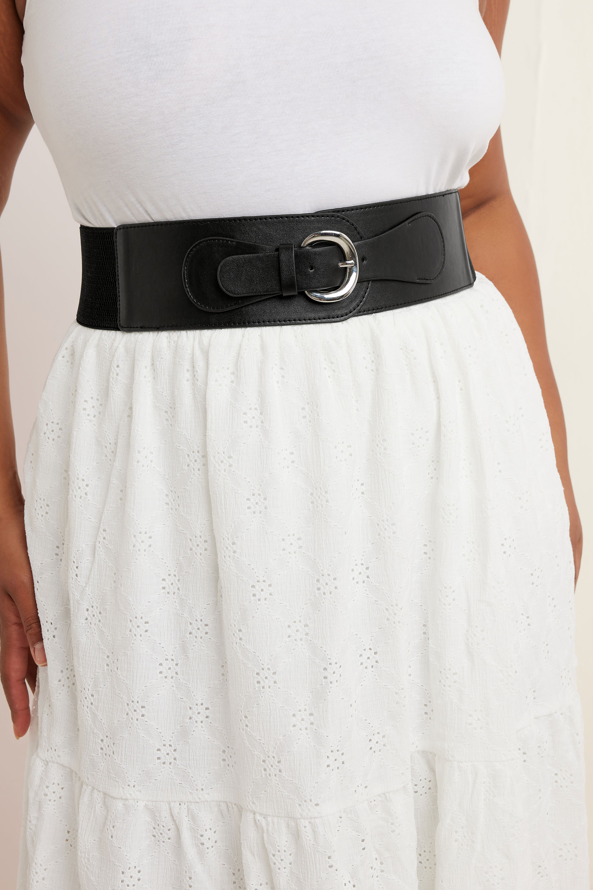 Black Wide Stretch Buckle Belt | Yours Clothing 1