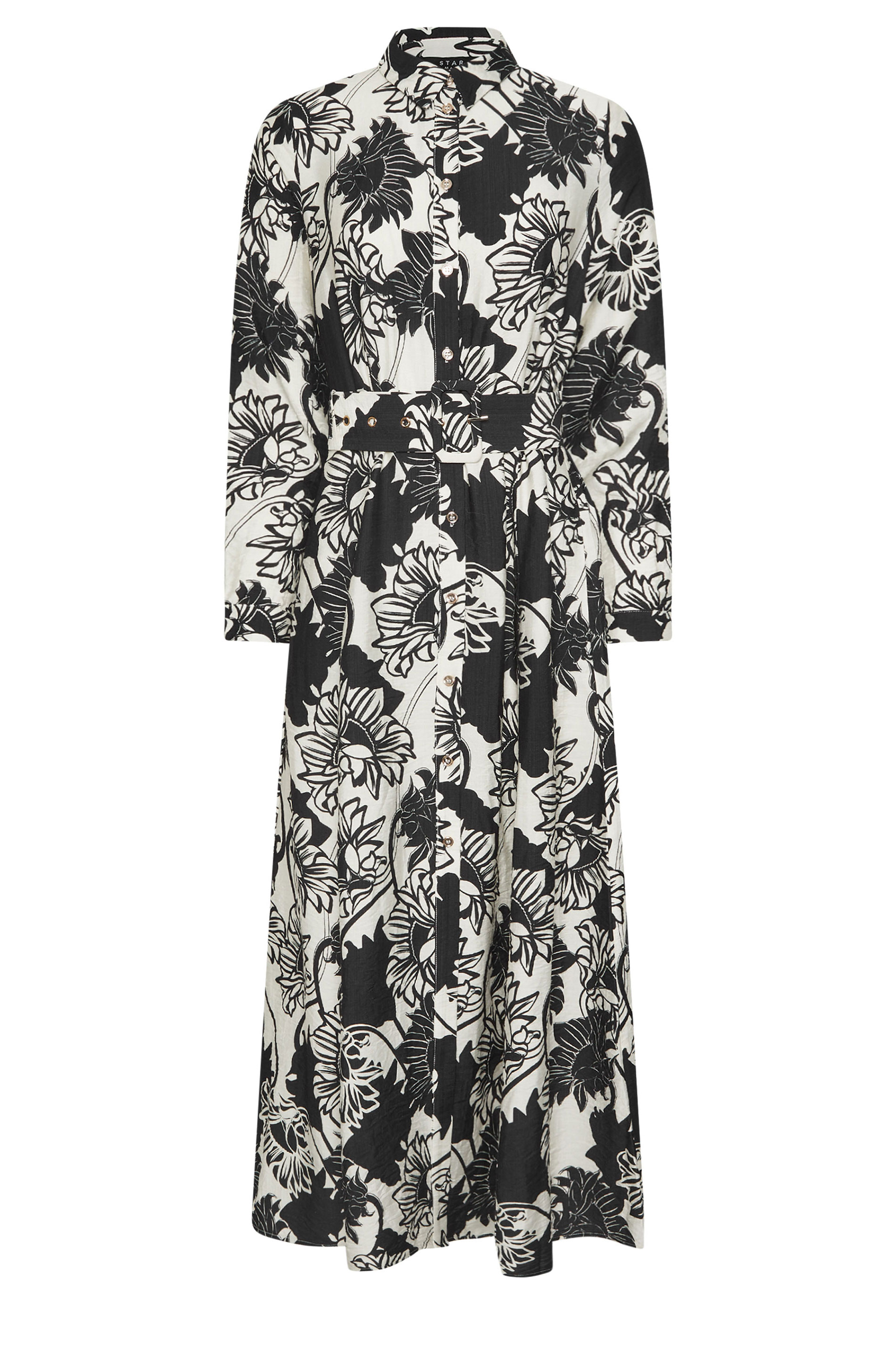 STAR Black Floral Print Button Through Dress | StarByJM 7