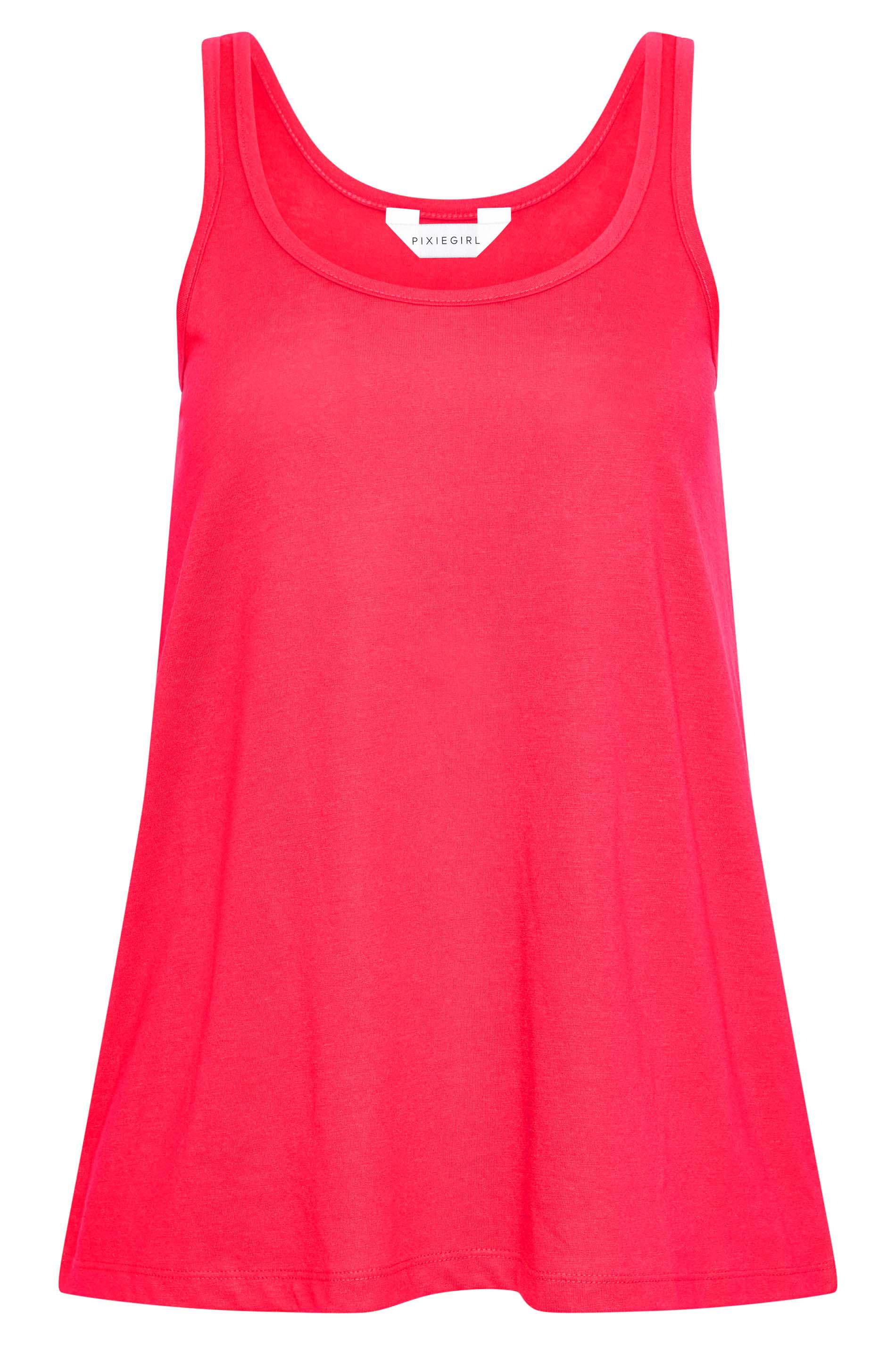 Petite Bright Pink Dipped Hem Vest Top | PixieGirl 6
