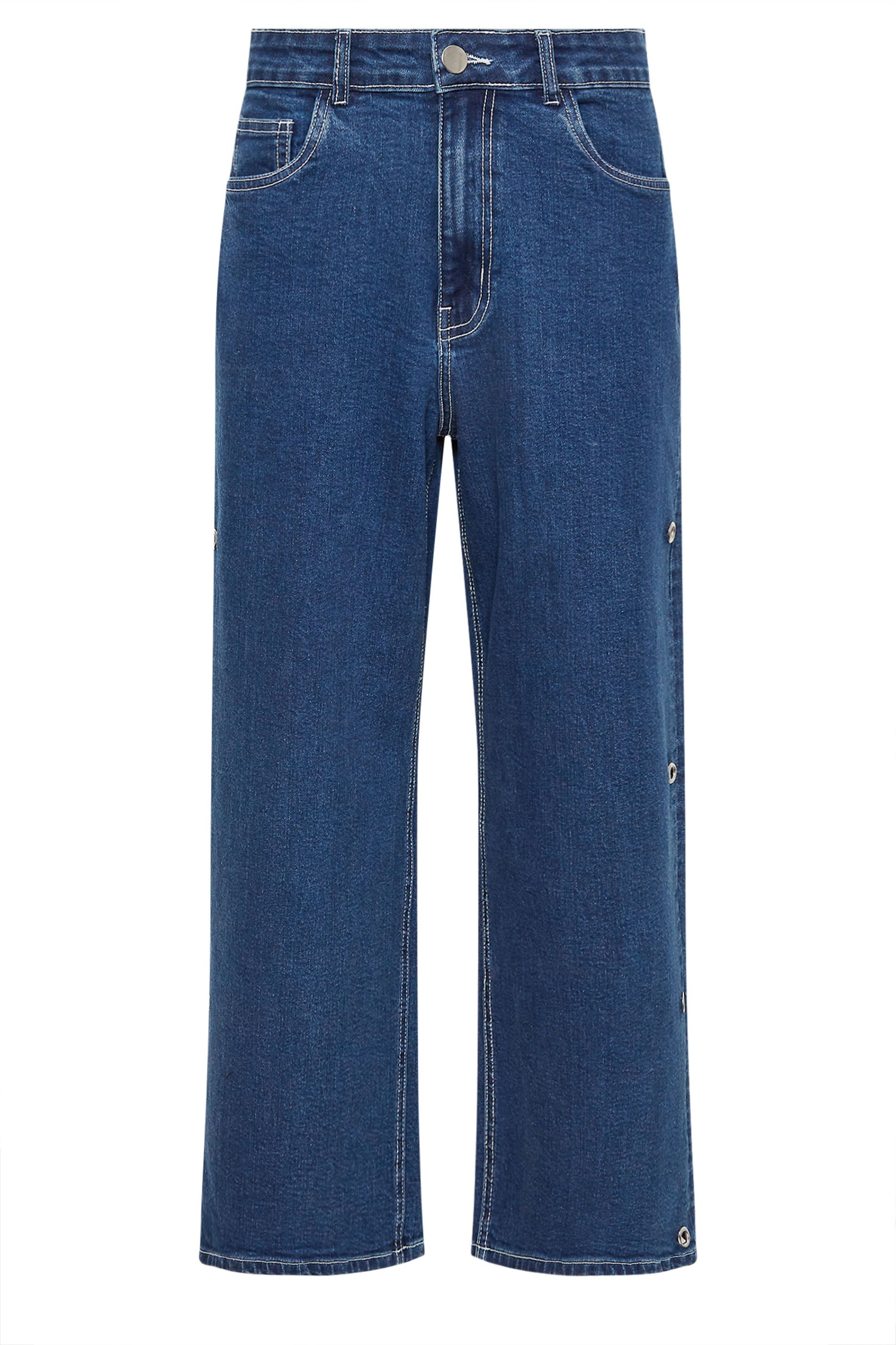 PixieGirl Petite Women's Blue Eyelet Detail Wide Leg Jeans | PixieGirl 6