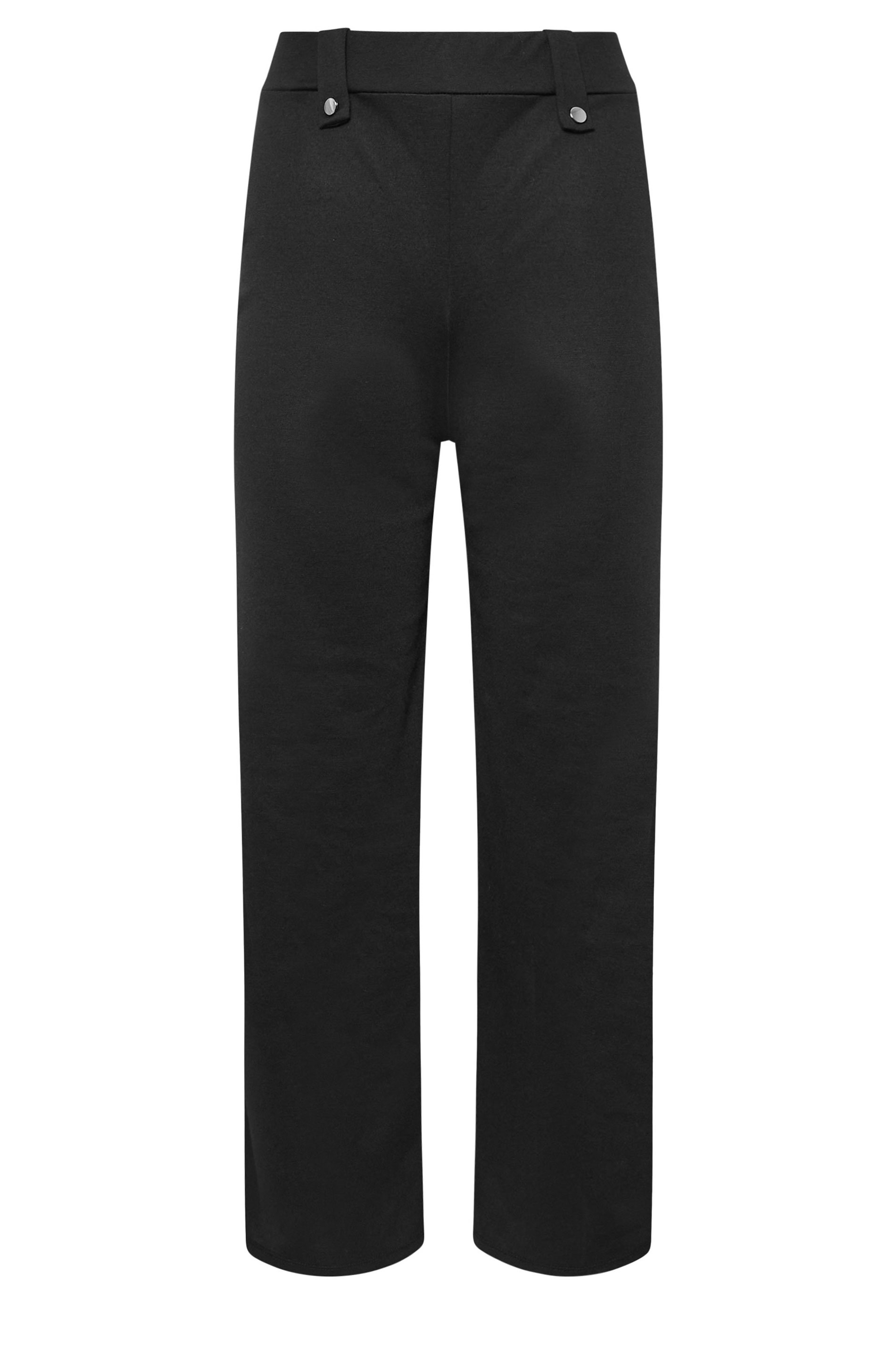 PixieGirl Petite Women's Black Tailored Tab Wide Leg Trousers | PixieGirl 5