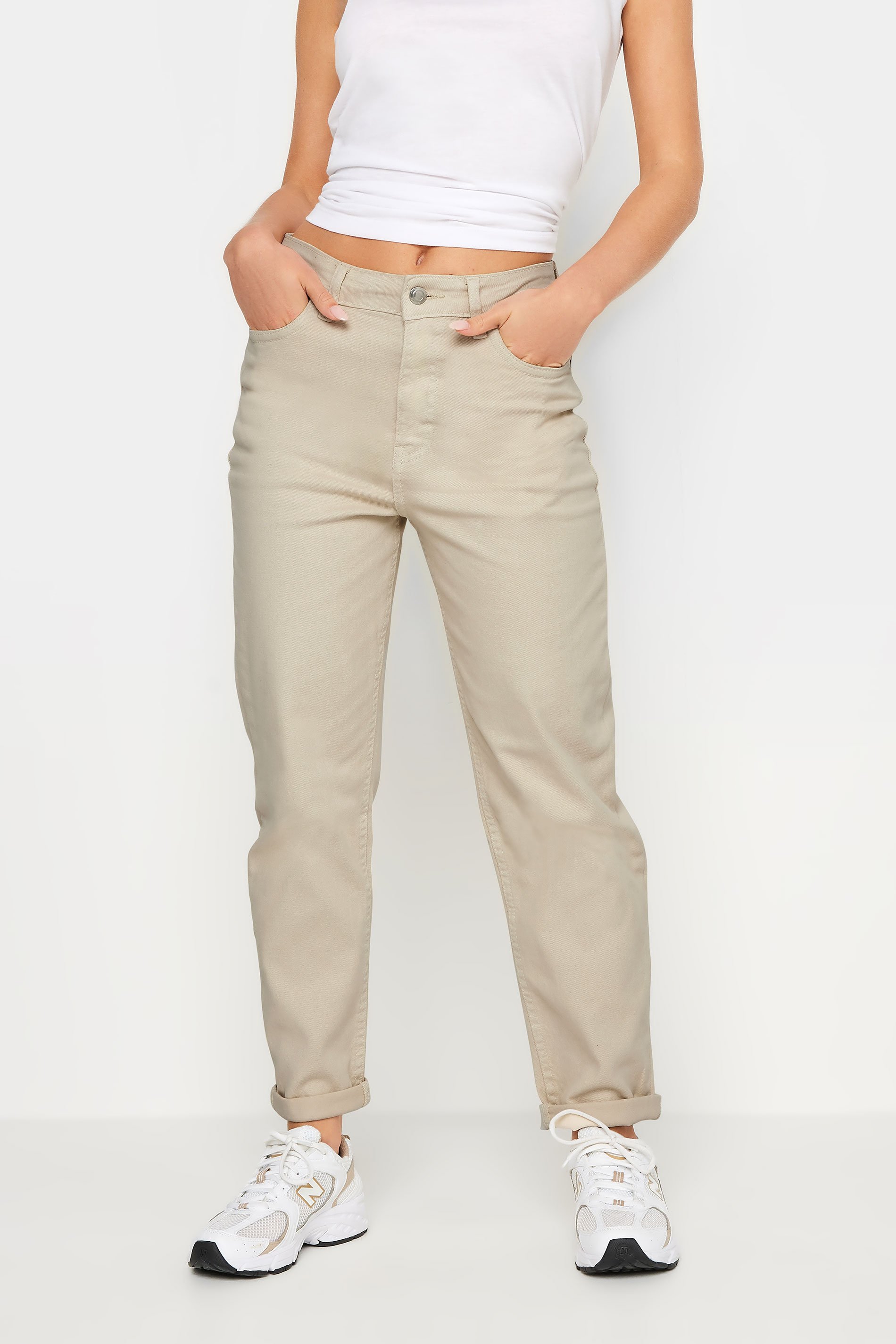 PixieGirl Petite Womens Cream Mom Jeans | PixieGirl 3