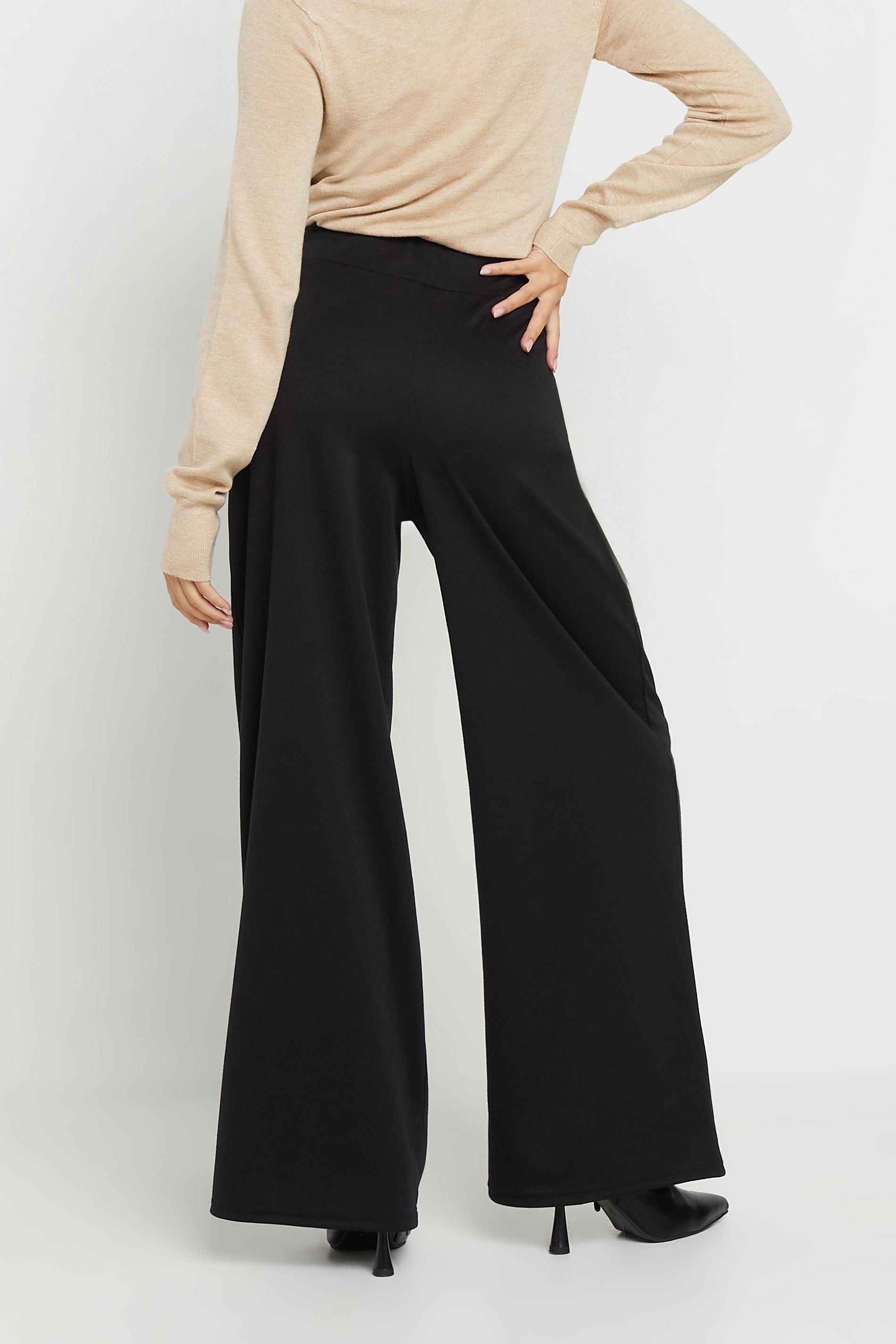 PixieGirl Petite Women's Black Tailored Tab Wide Leg Trousers | PixieGirl 3