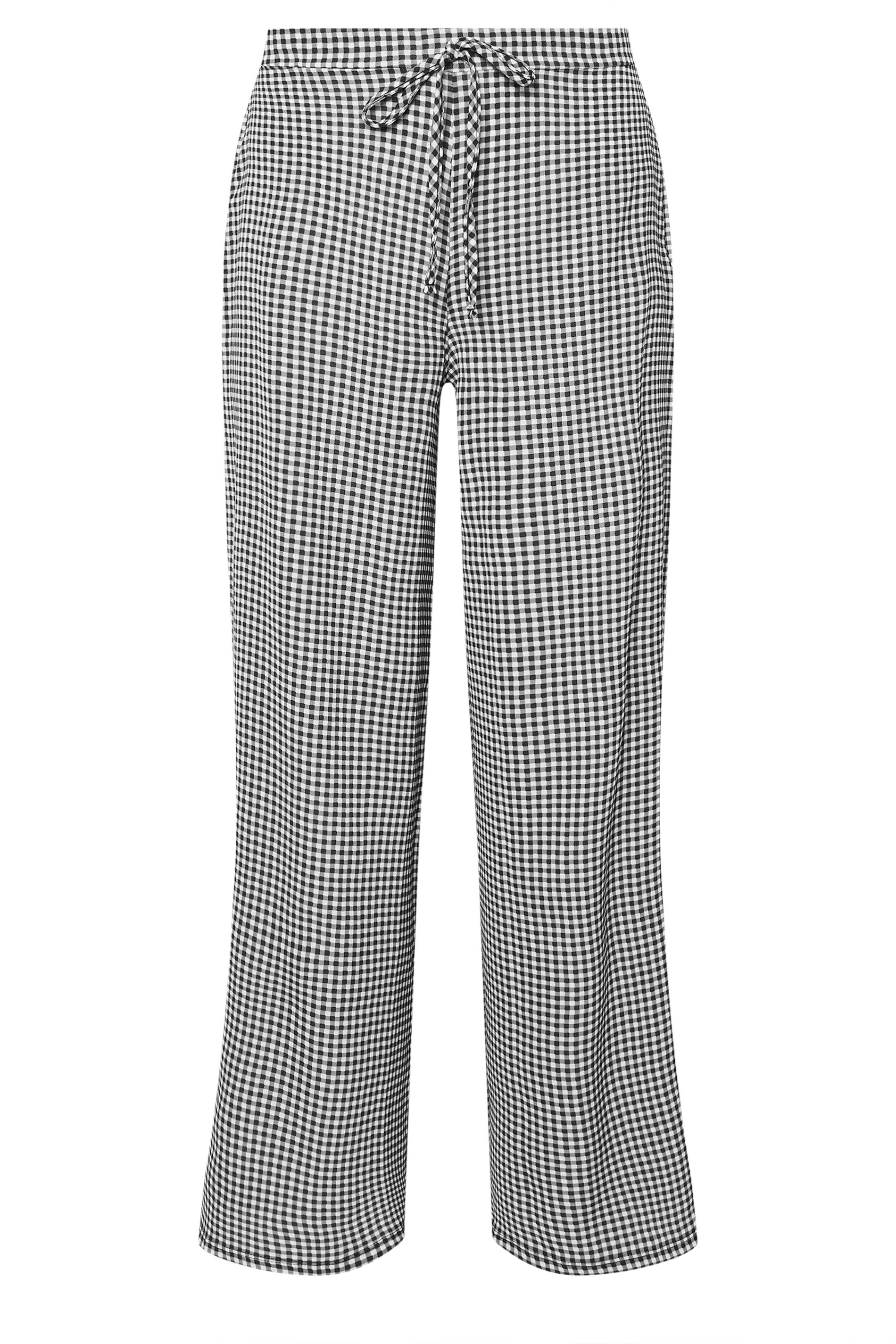 PixieGirl Petite Women's Black Gingham Wide Leg Trousers | PixieGirl 6