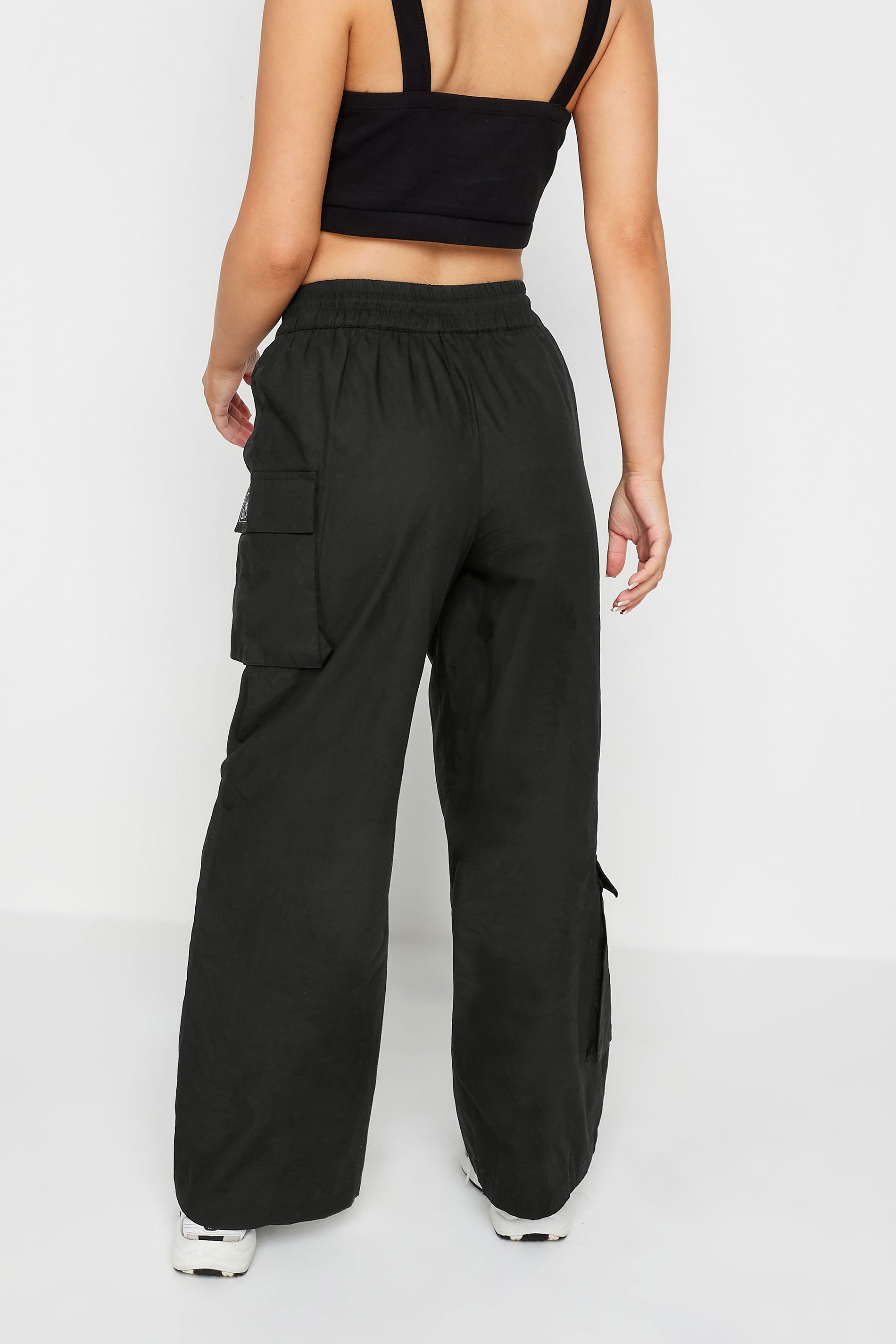 PixieGirl Black Pocket Detail Cargo Trousers | PixieGirl