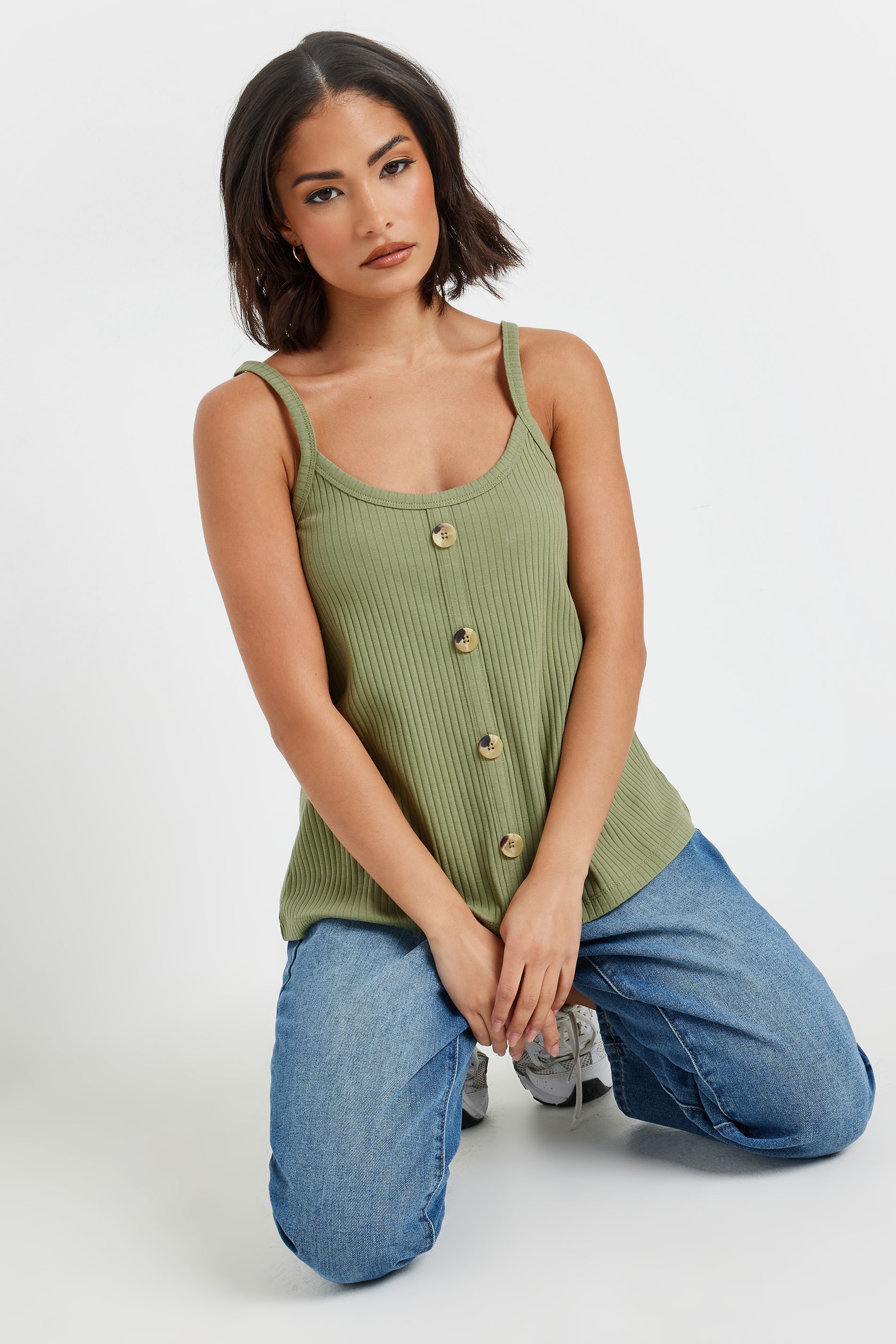 PixieGirl Petite Women's 2 PACK Sage Green & Purple Button Down Cami Tops | PixieGirl 7