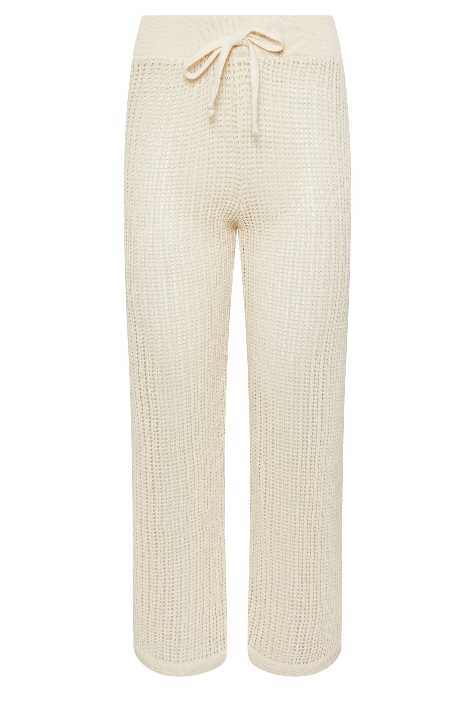 PixieGirl Petite Women's Cream Crochet Wide Leg Trousers | PixieGirl 5