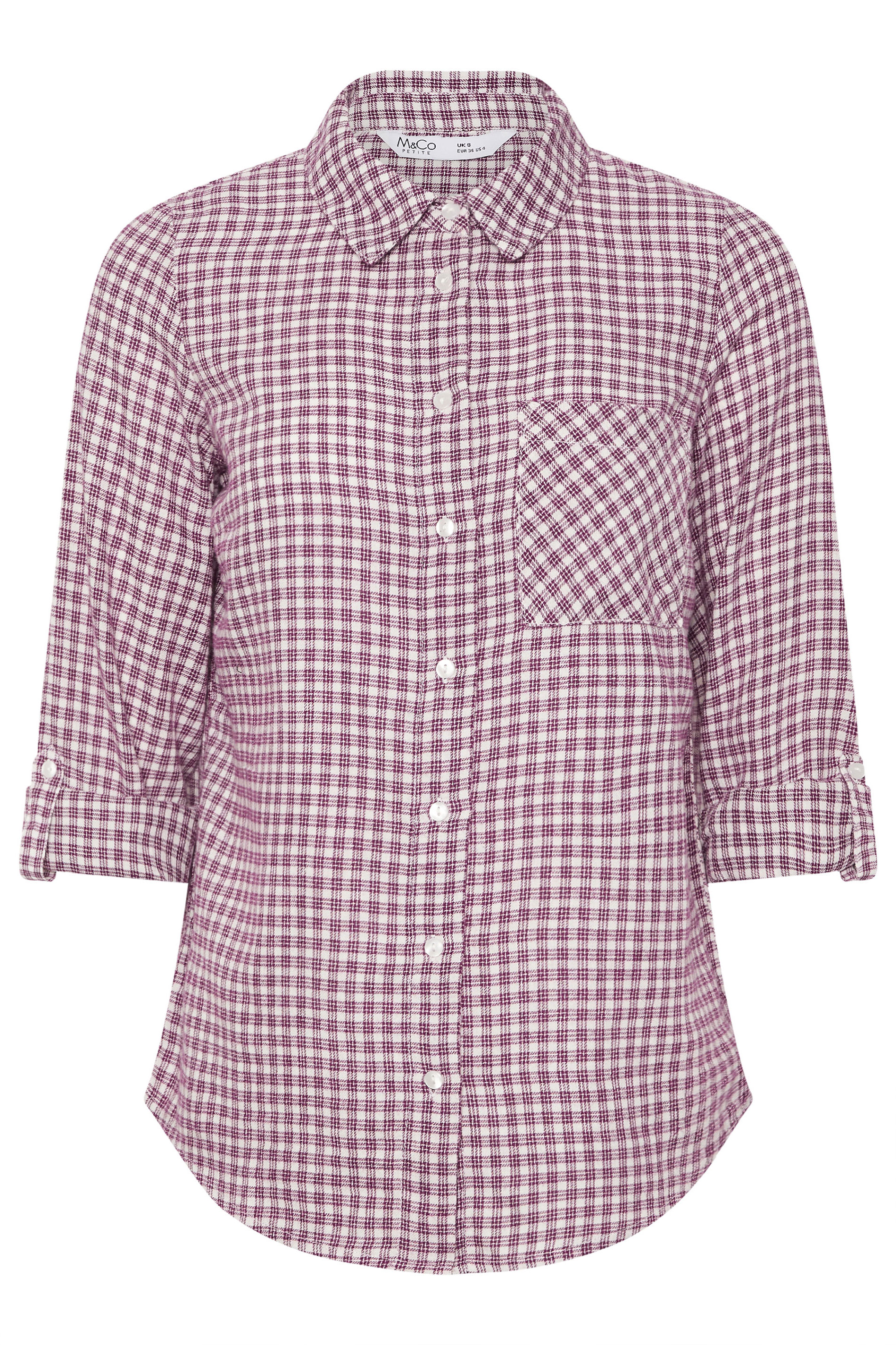 M&Co Petite Berry Red Check Cotton Shirt | M&Co 5