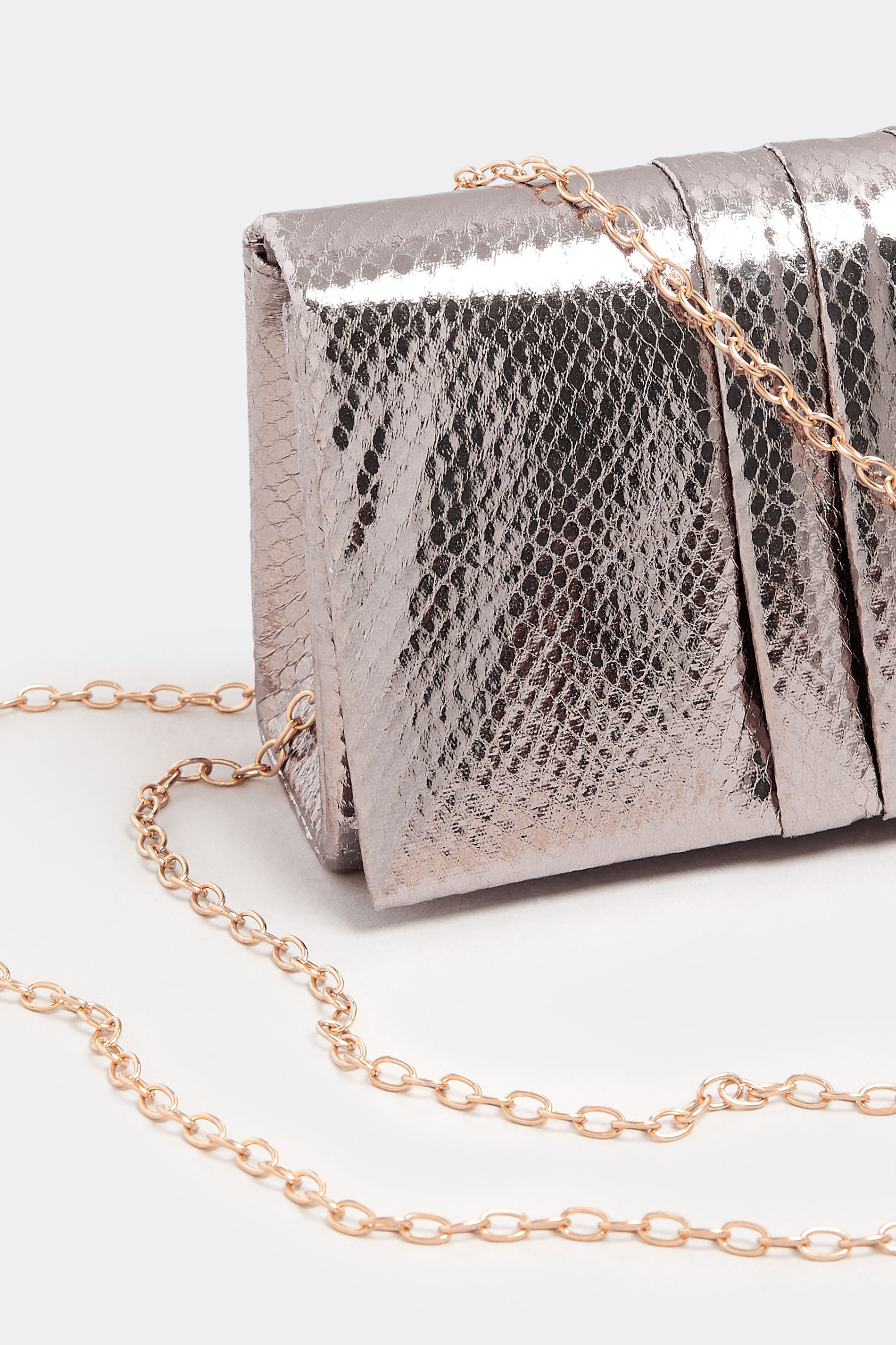 Gold Faux Leather Metallic Clutch Bag | Yours Clothing 6