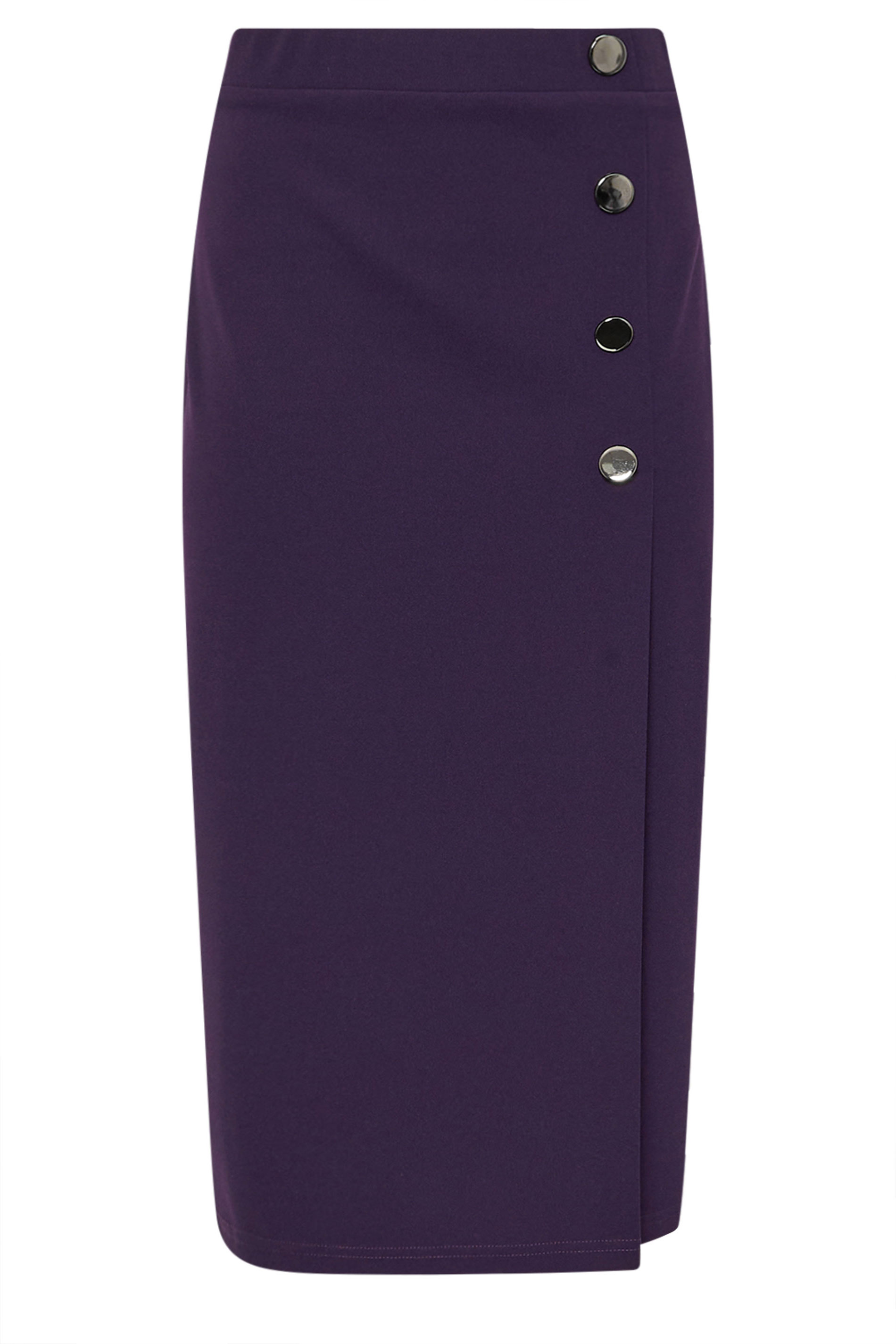 M&Co Petite Berry Purple Button Detail Midi Skirt | M&Co 5