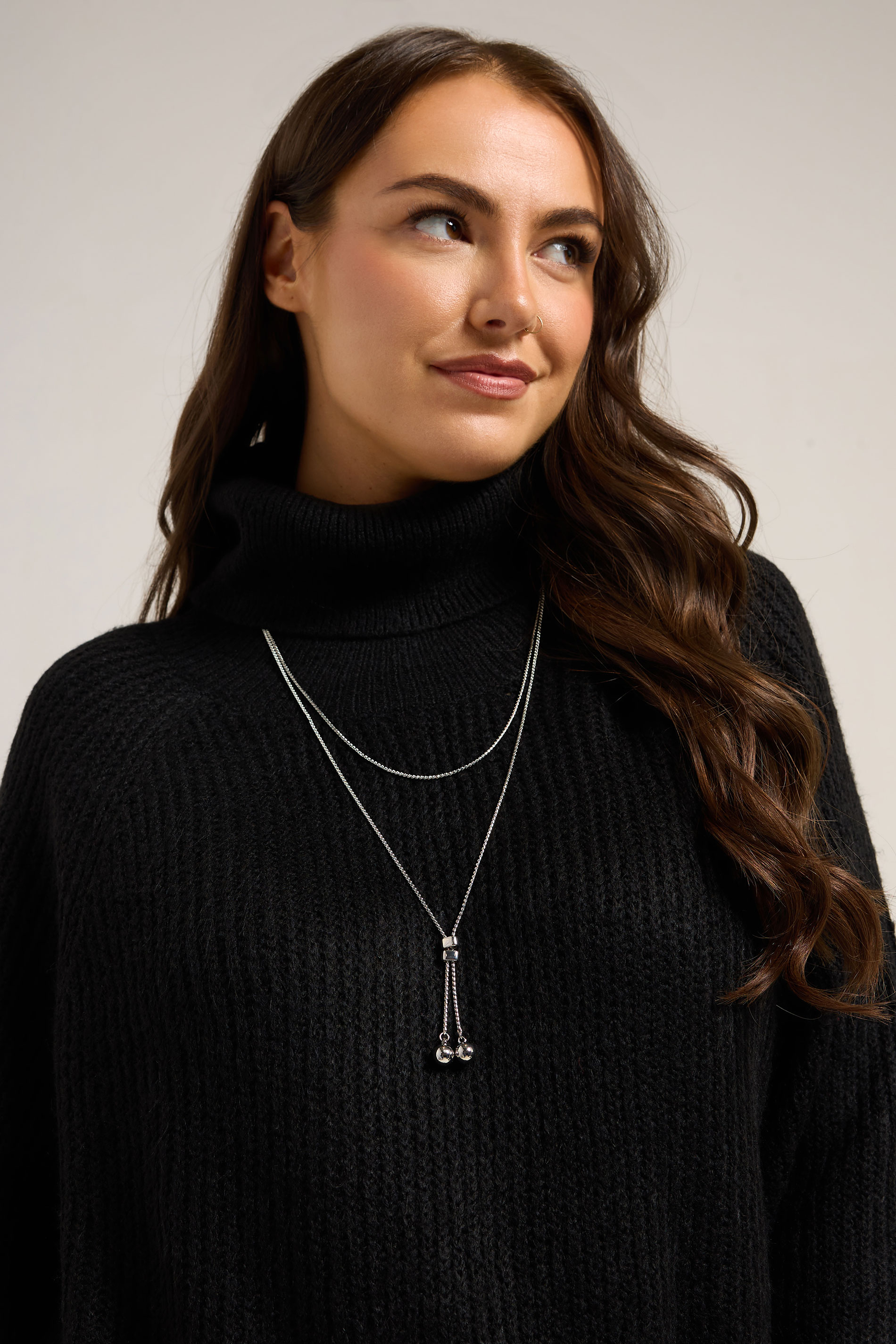 Silver Tone Double Layer Long Necklace | Yours Clothing 1