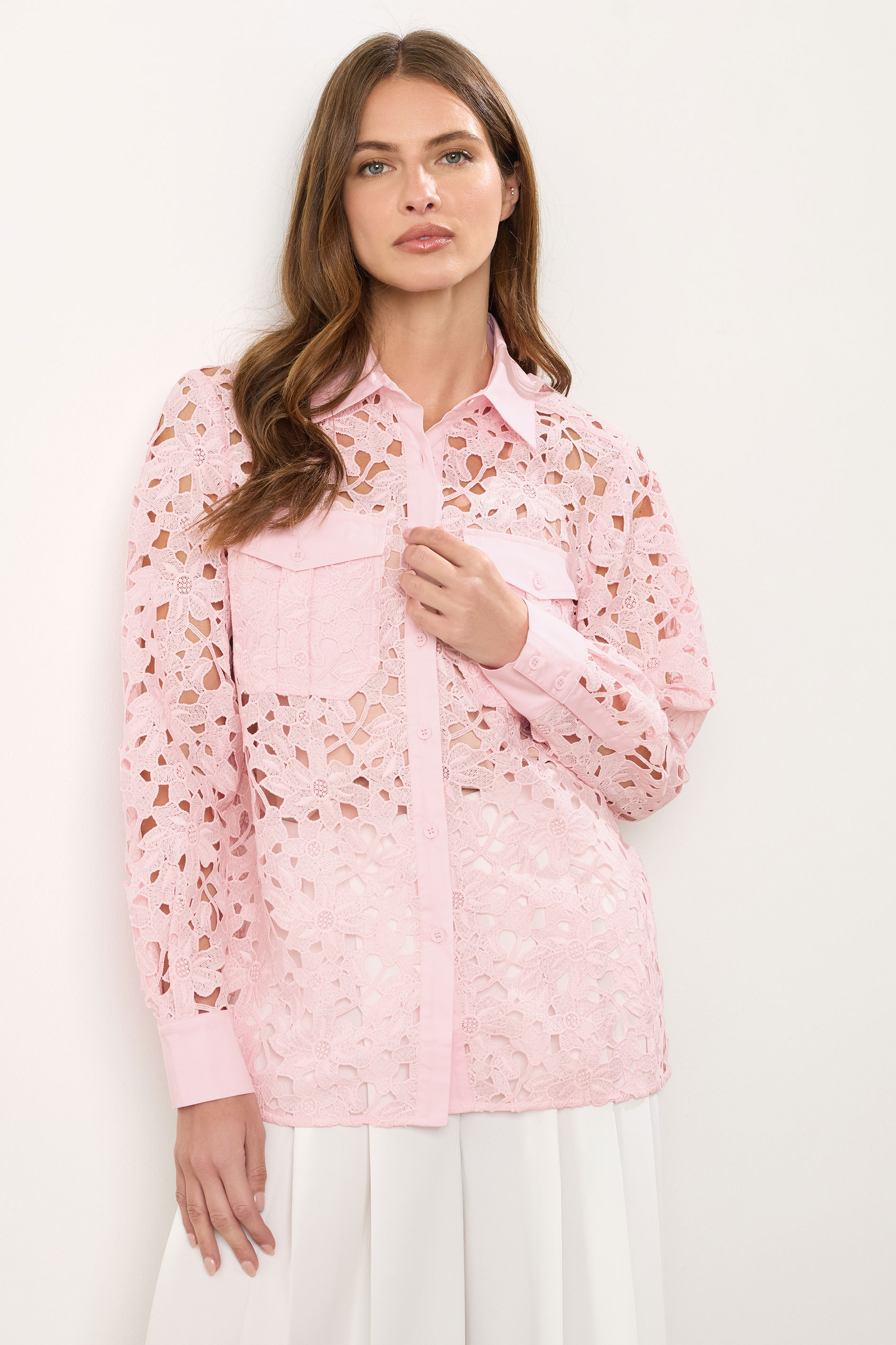 STAR Pink Lace Button Through Shirt | StarByJM 2