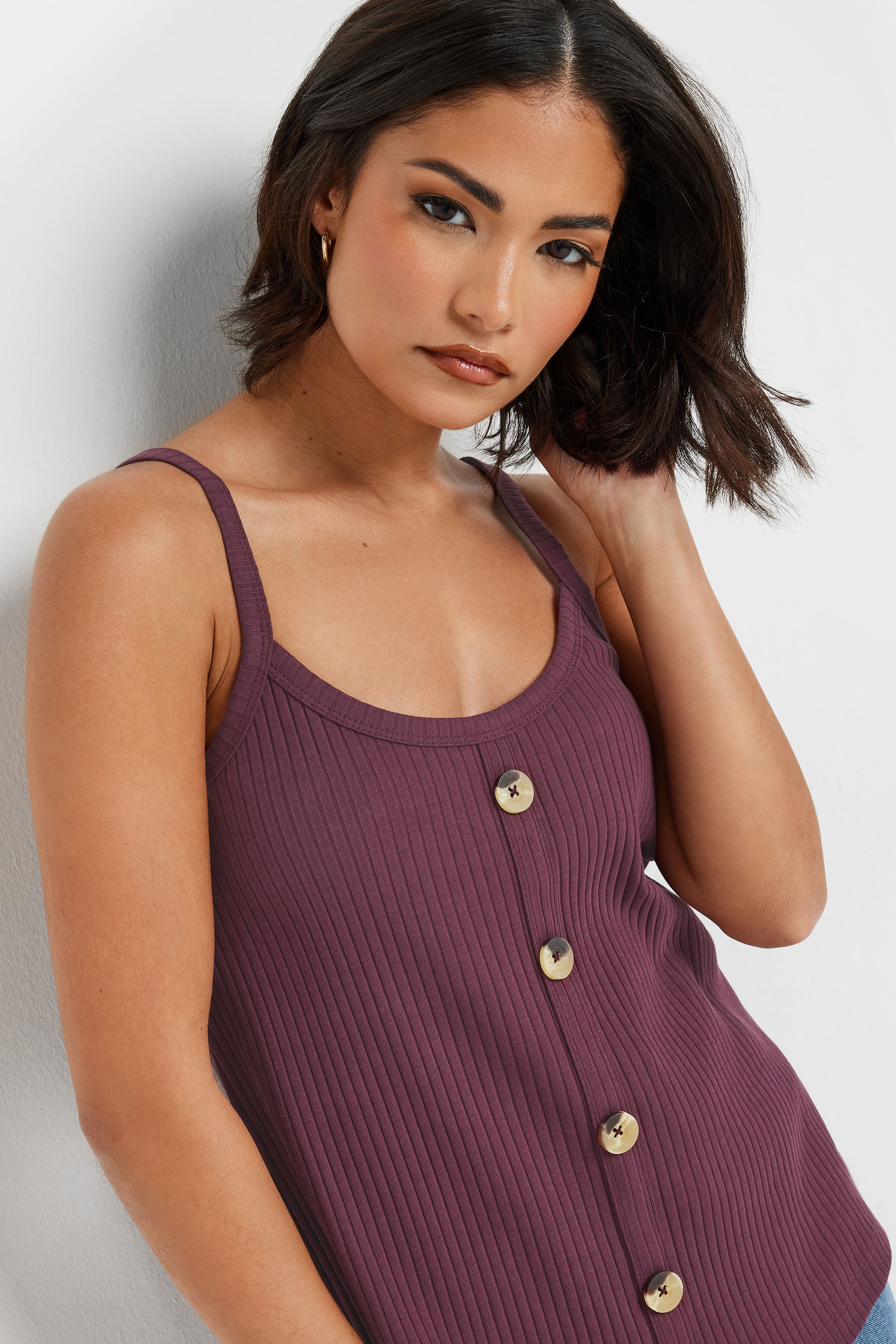 PixieGirl Petite Women's 2 PACK Sage Green & Purple Button Down Cami Tops | PixieGirl 6