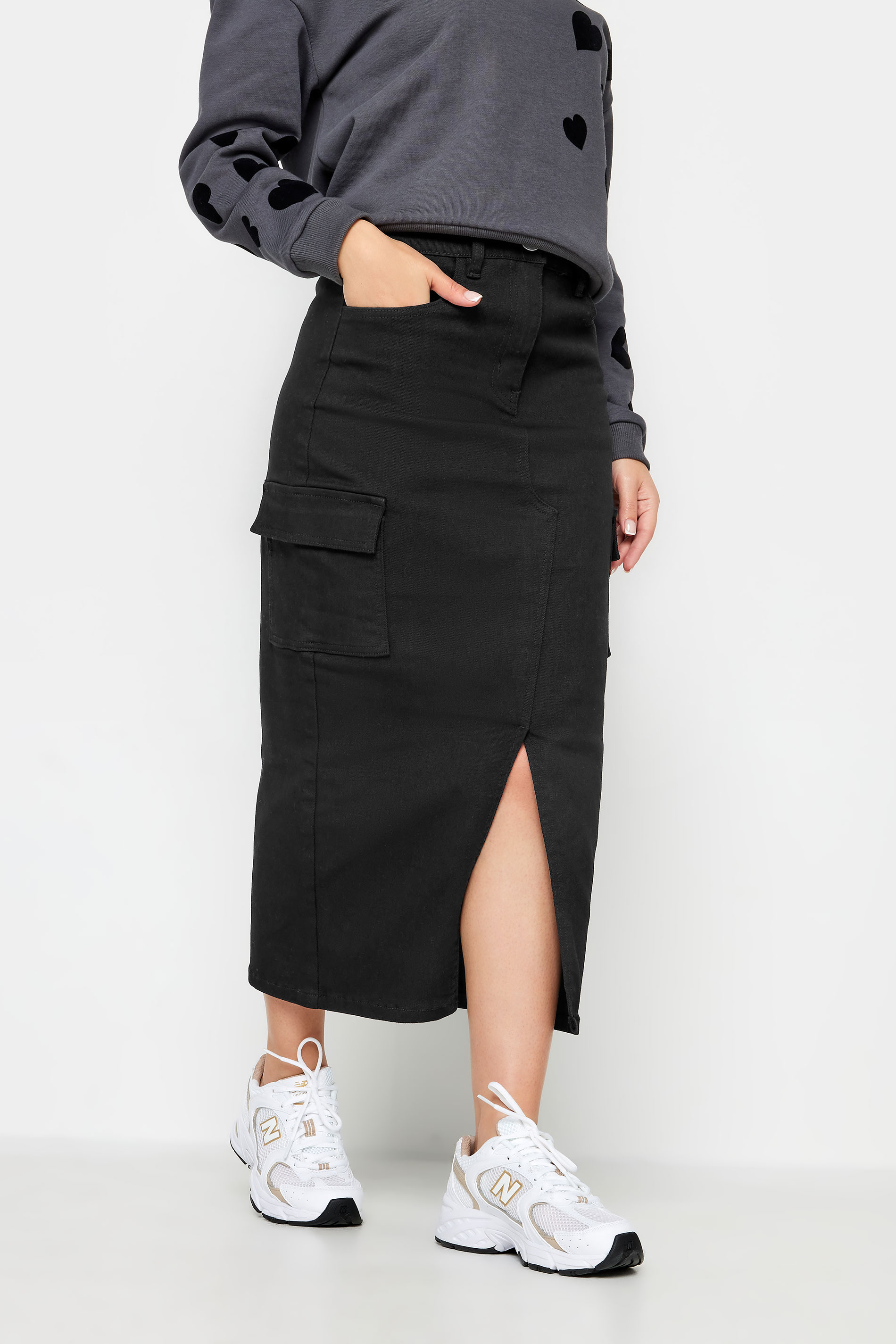 PixieGirl Black Utility Midi Skirt | PixieGirl  1