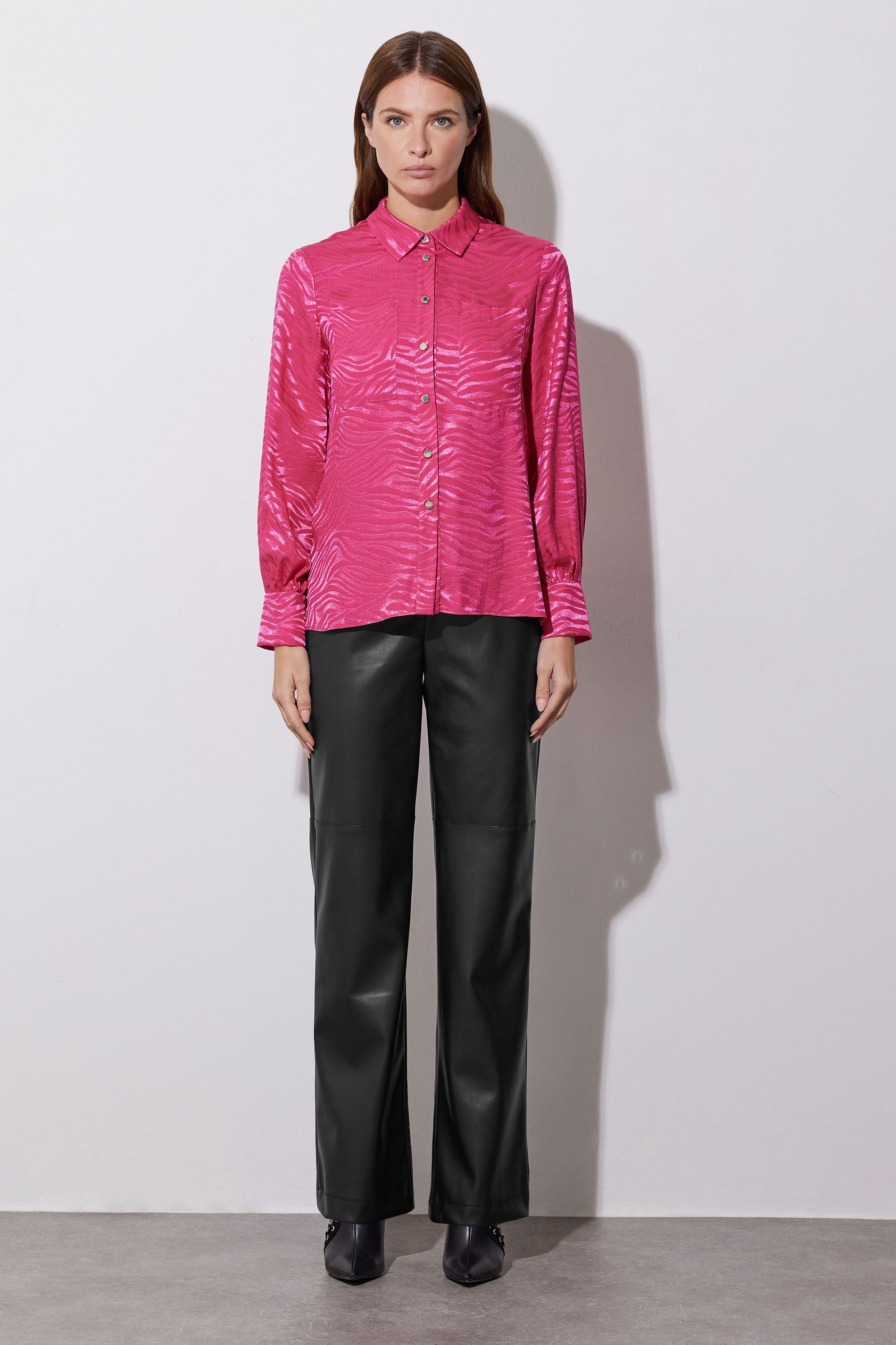 STAR Hot Pink Animal Print Satin Jacquard Shirt | StarByJM 5