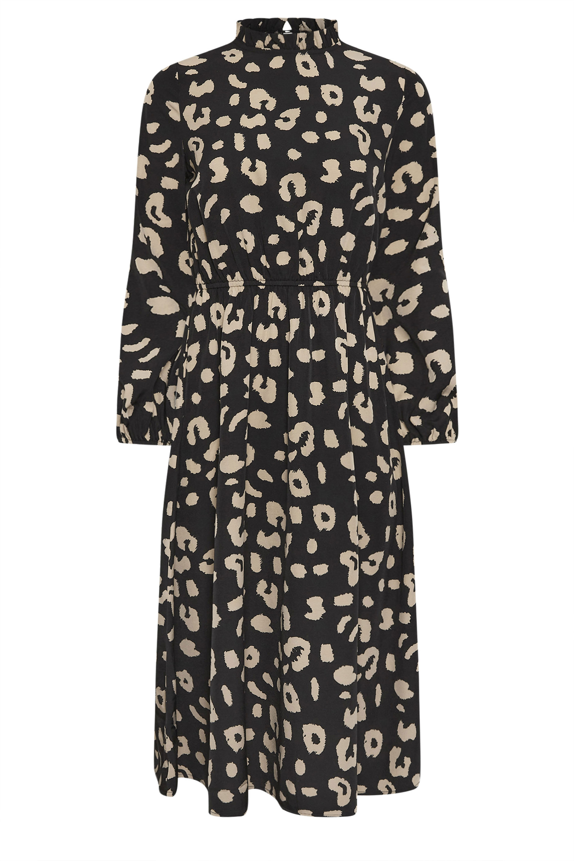 PixieGirl Petite Women's Black Animal Print High Neck Dress | PixieGirl 5