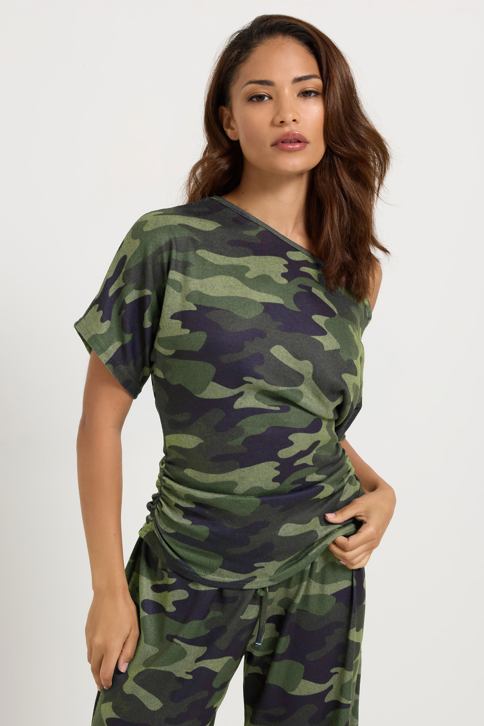 Pixiegirl Girls Green Pixie Pixie Petite Khaki Camo Short Sleeve Top Size 18