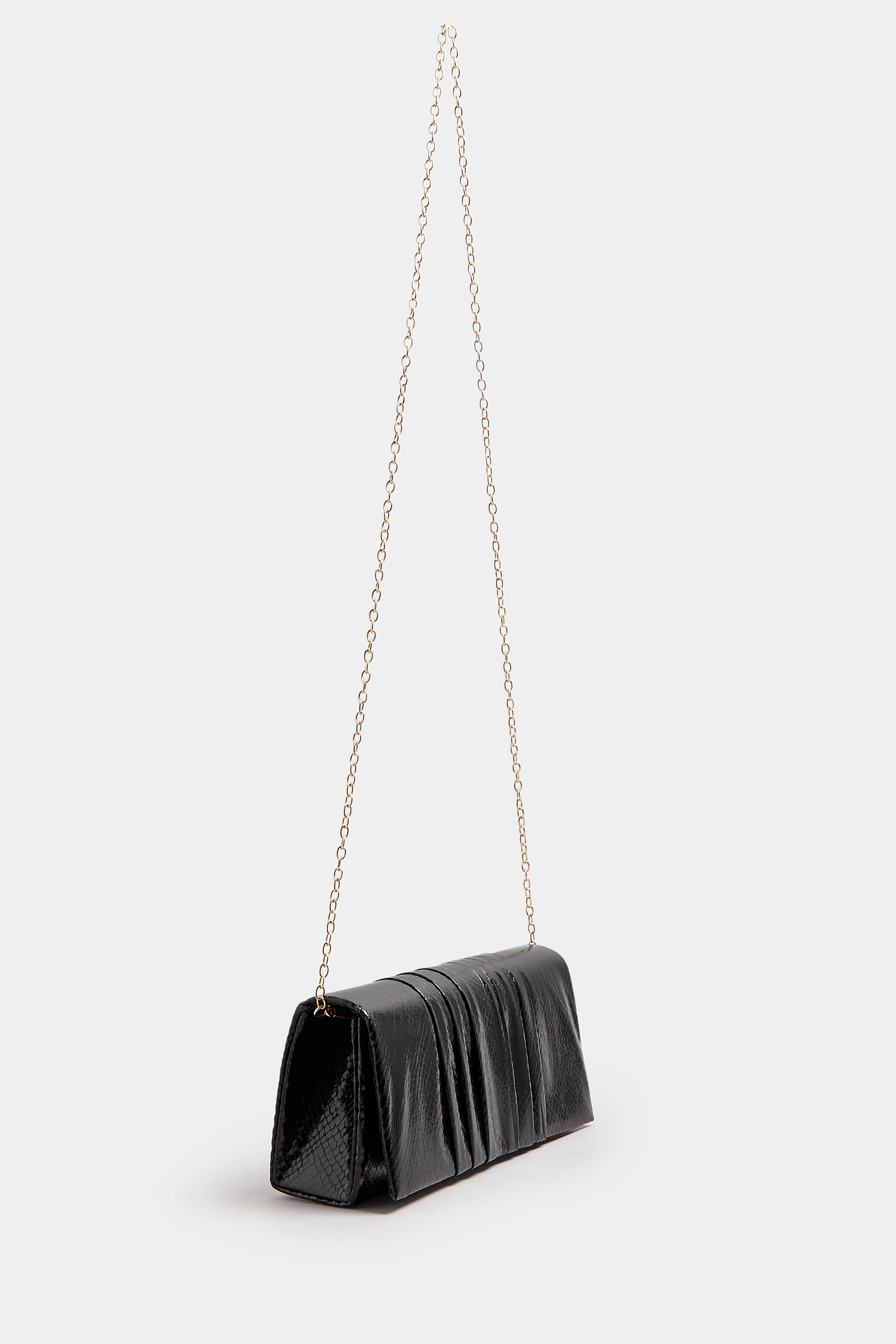 Black Faux Leather Metallic Clutch Bag | Yours Clothing 3