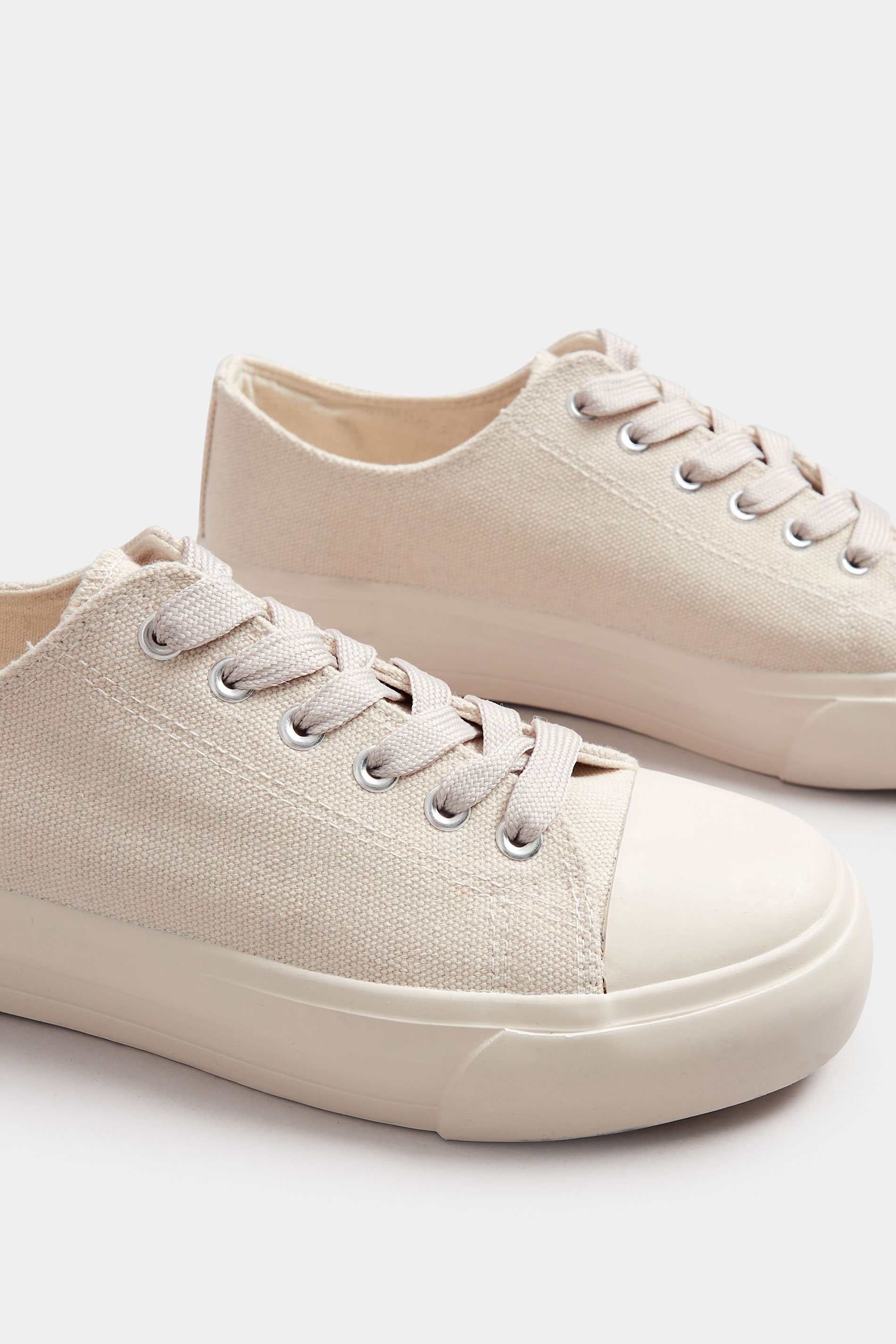 Natural Brown Canvas Trainers In Extra Wide EEE Fit | Yours Clothing 6
