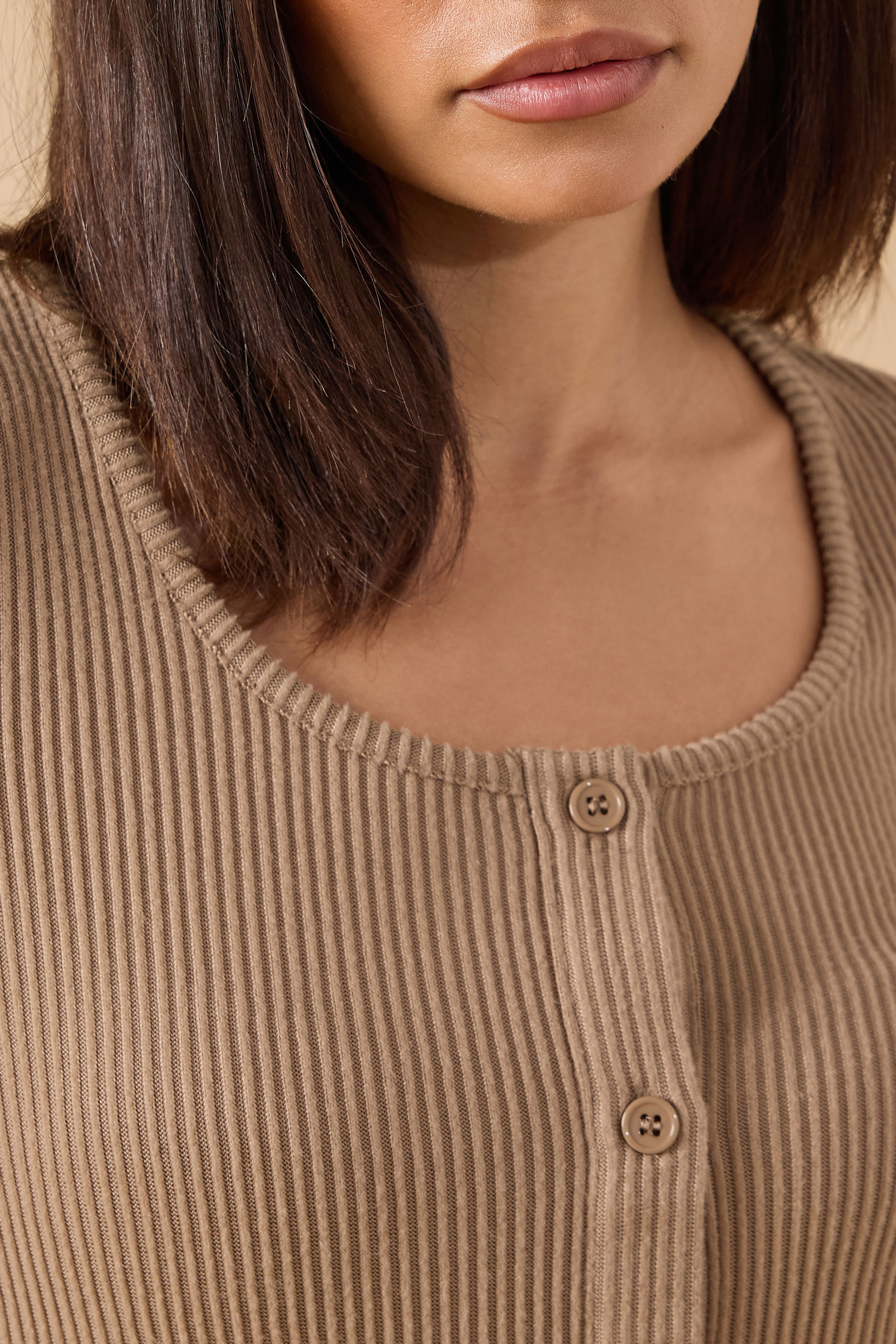 PIxieGirl Petite Women's Camel Brown Ribbed Cardigan | PixieGirl 5