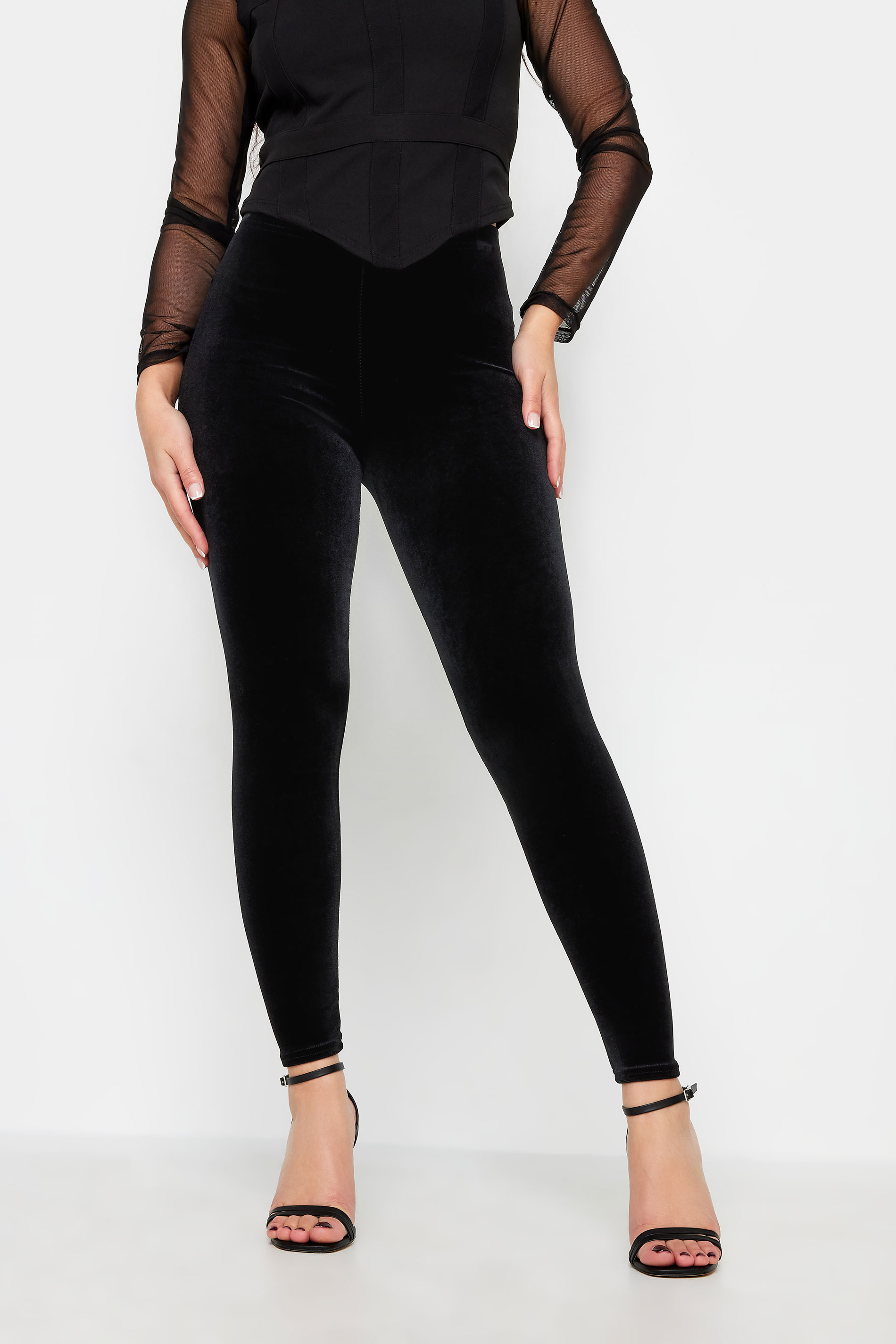 Velvet elastic leggings curvy in dark grey, 8.99€ | Celestino