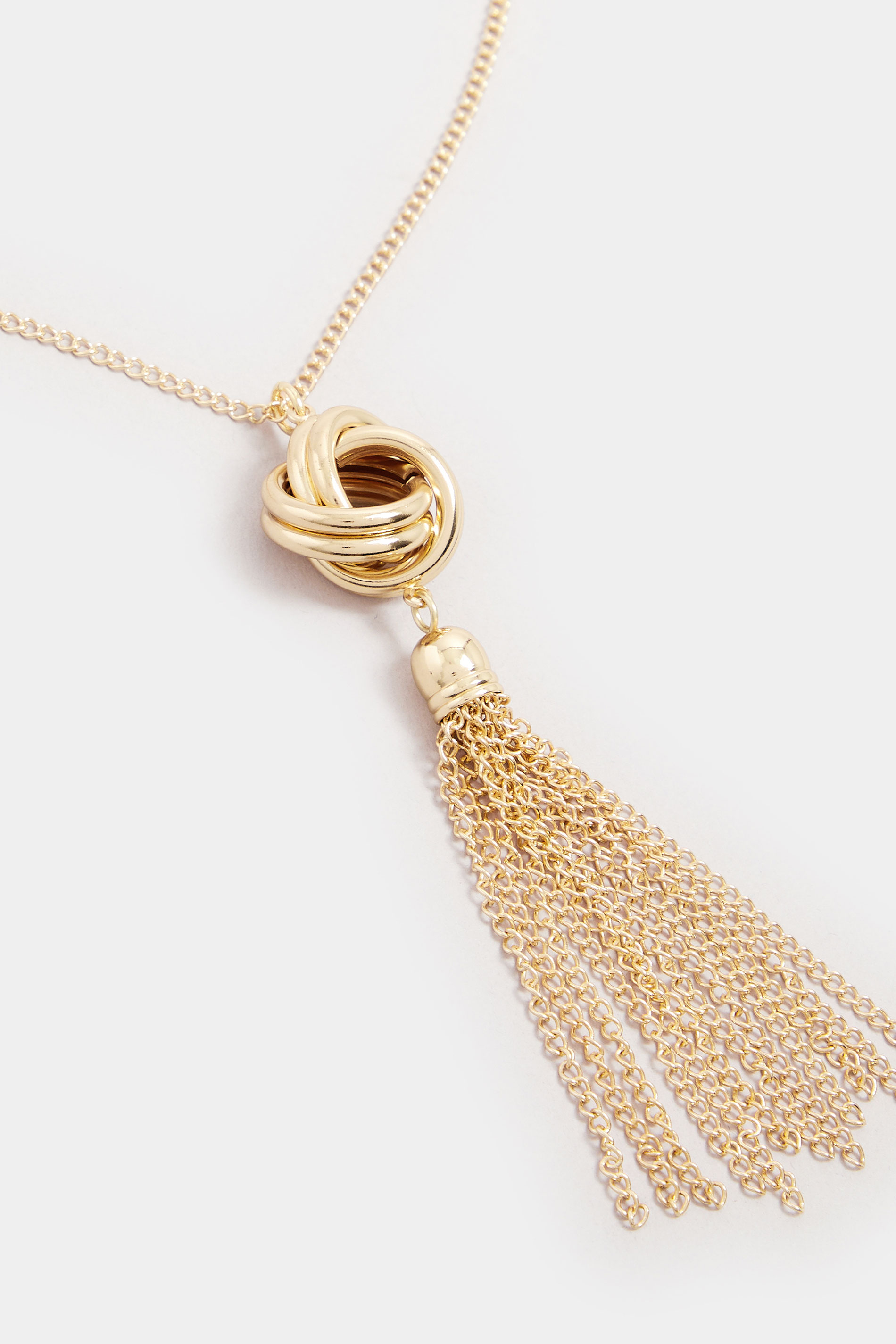Gold Tone Knot Tassel Longline Necklace | Yours Clothing 3
