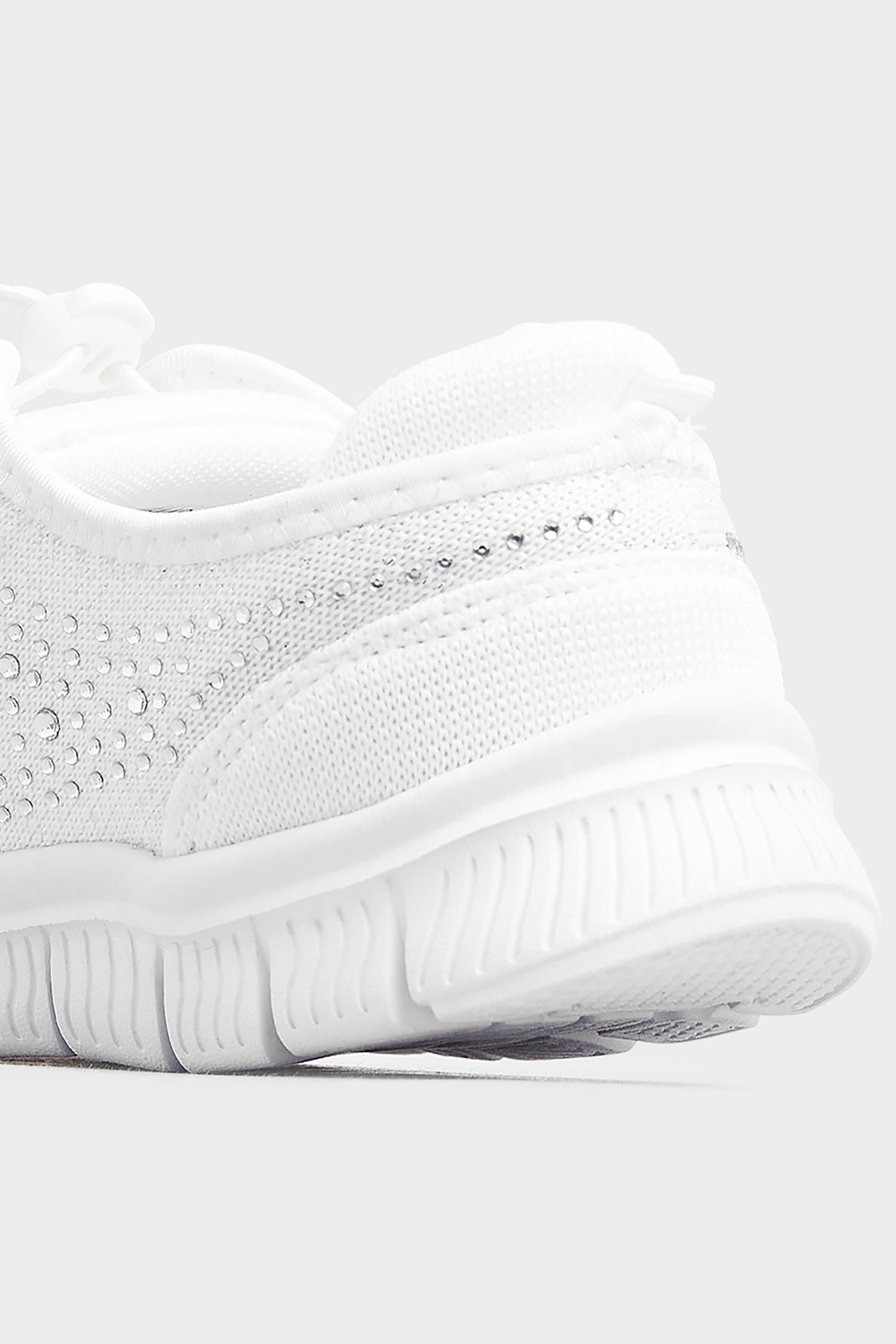 White Diamante Embellished Trainer in Extra Wide Fit | Yours Clothing 4