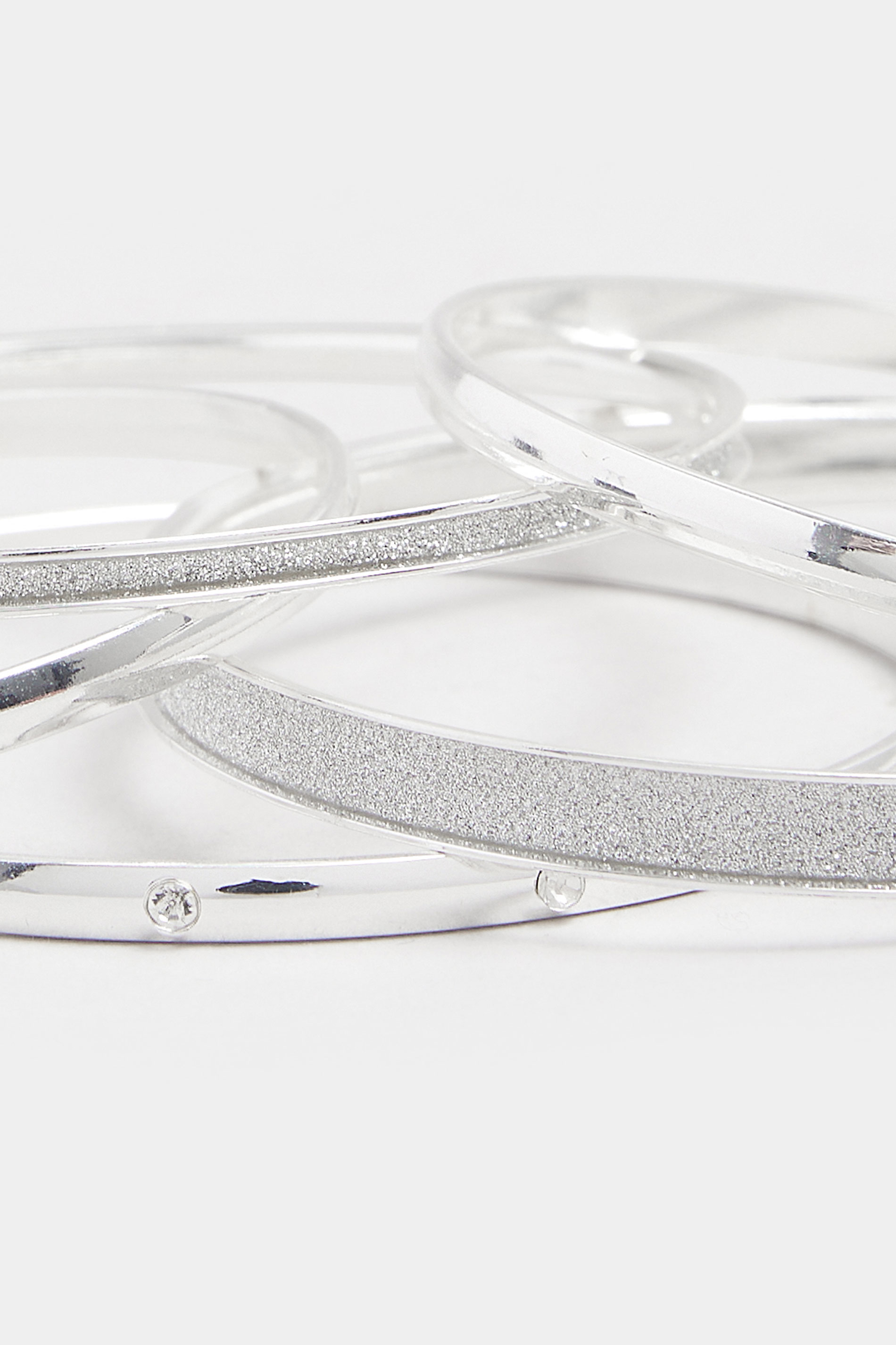 5 PACK Silver Tone Mixed Bangle Set | Yours Clothing 3