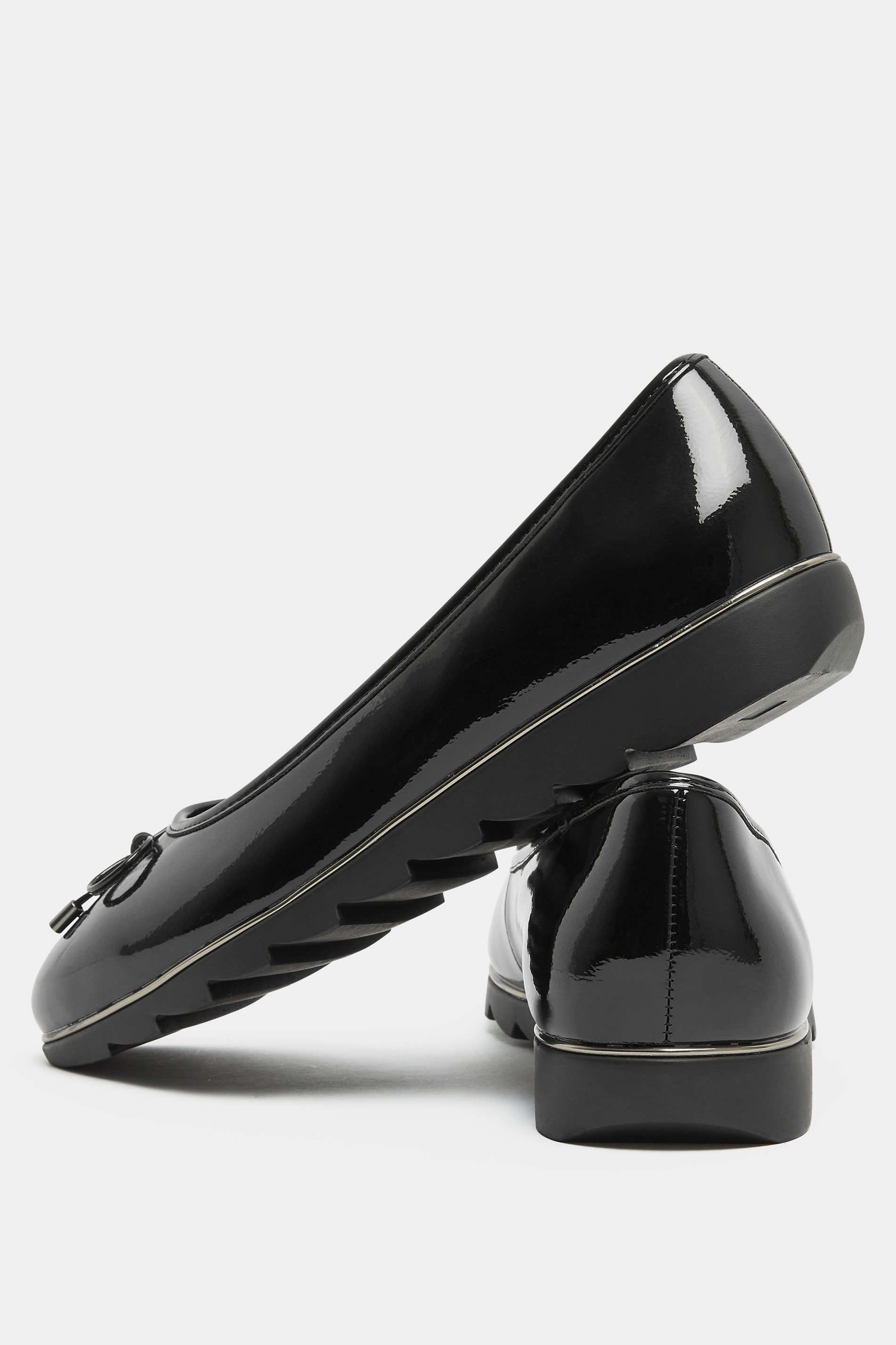 Black Patent Ballet Pumps In Wide E Fit | Yours Clothing 5
