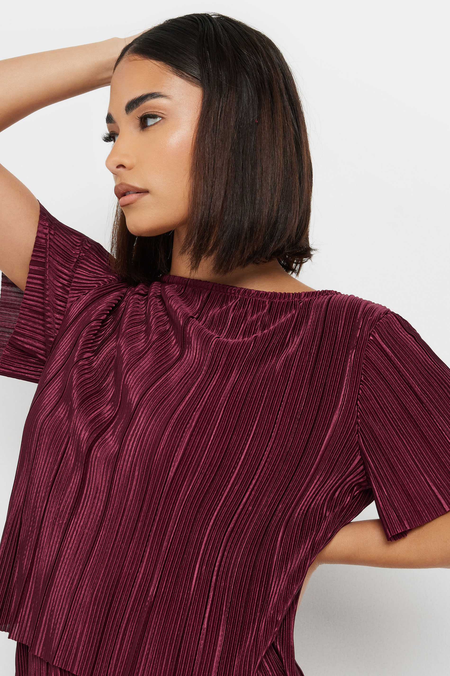 PixieGirl Petite Women's Burgundy Red Textured Top | PixieGirl 4