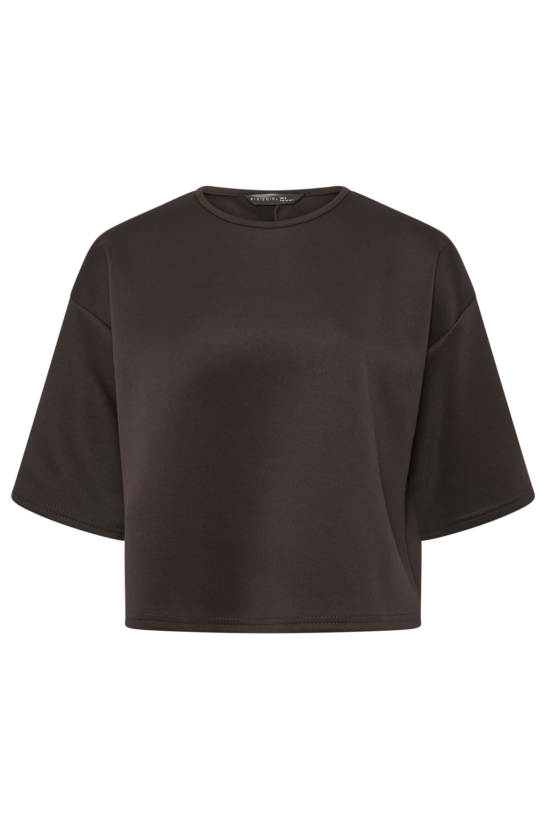 PixieGirl Petite Women's Chocolate Brown Boxy T-Shirt | PixieGirl 5
