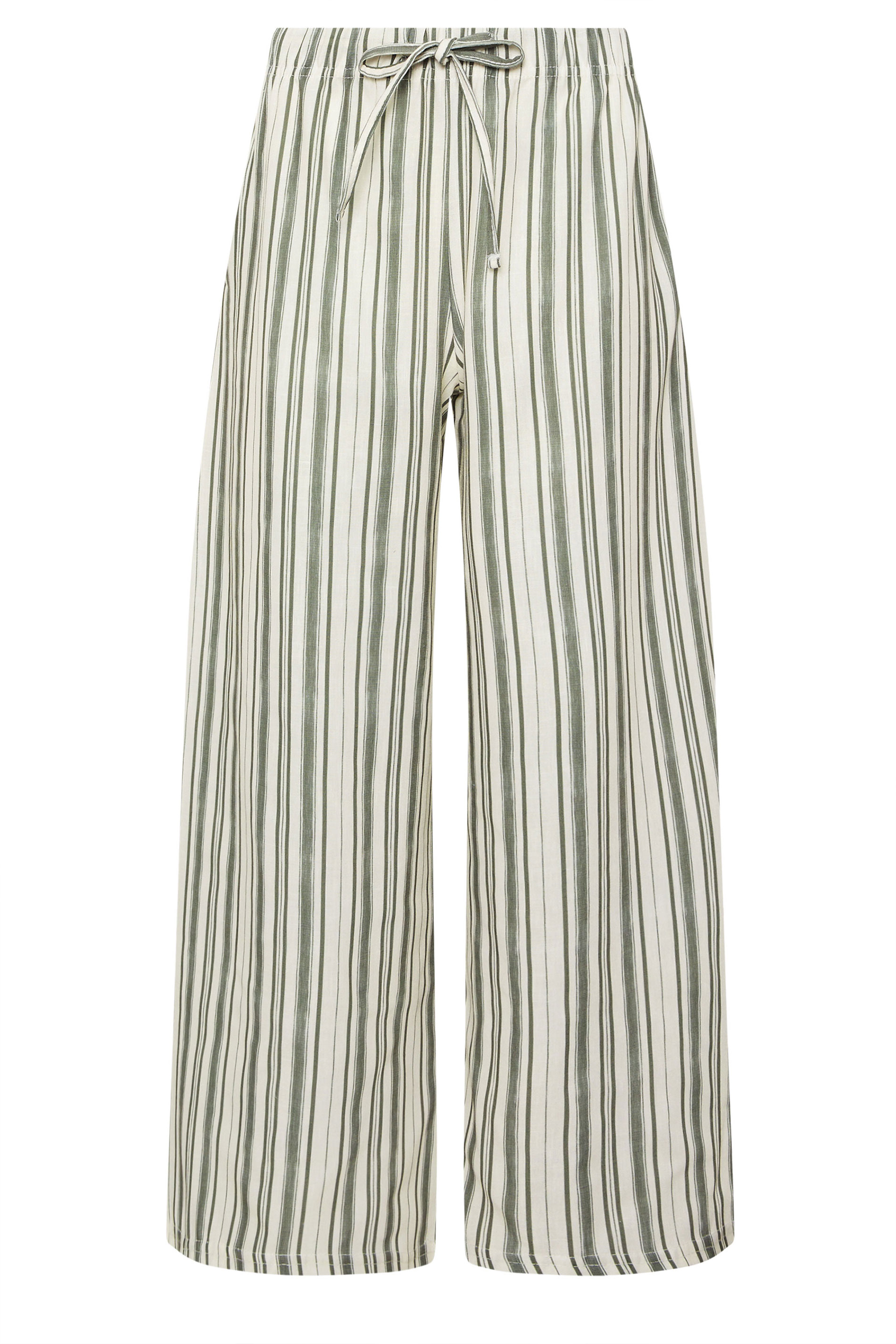 PixieGirl Petite Women's Green Striped Wide Leg Trousers | PixieGirl 4