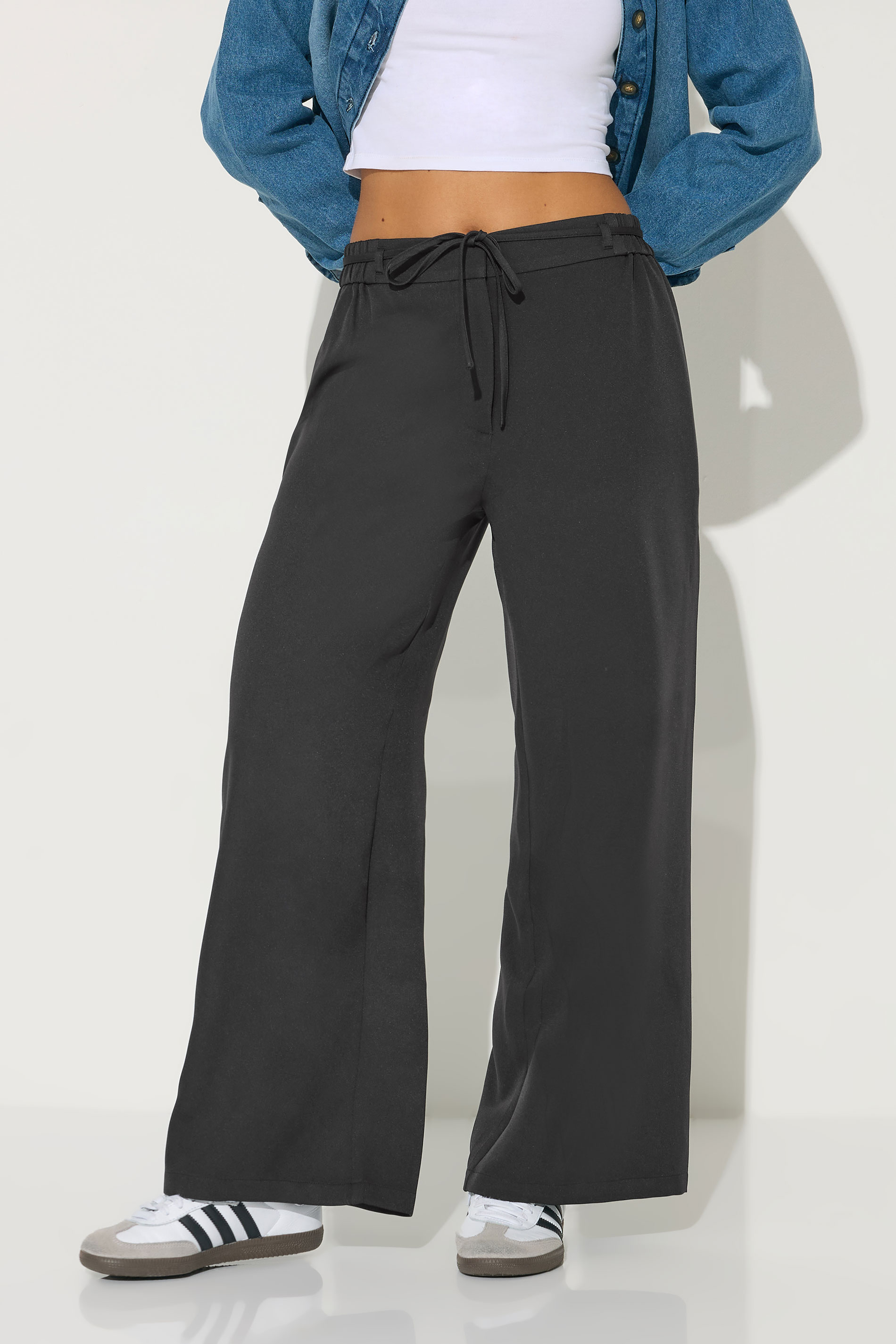 PixieGirl Petite Women's Black Tie Pinktuck Trousers | PixieGirl 2