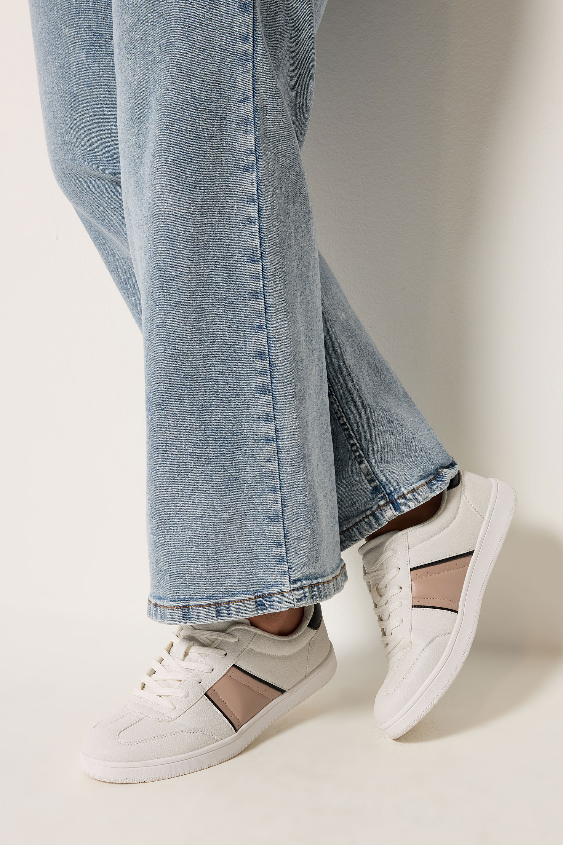 White Panelled Trainers In Extra Wide EEE Fit | Yours Clothing 3