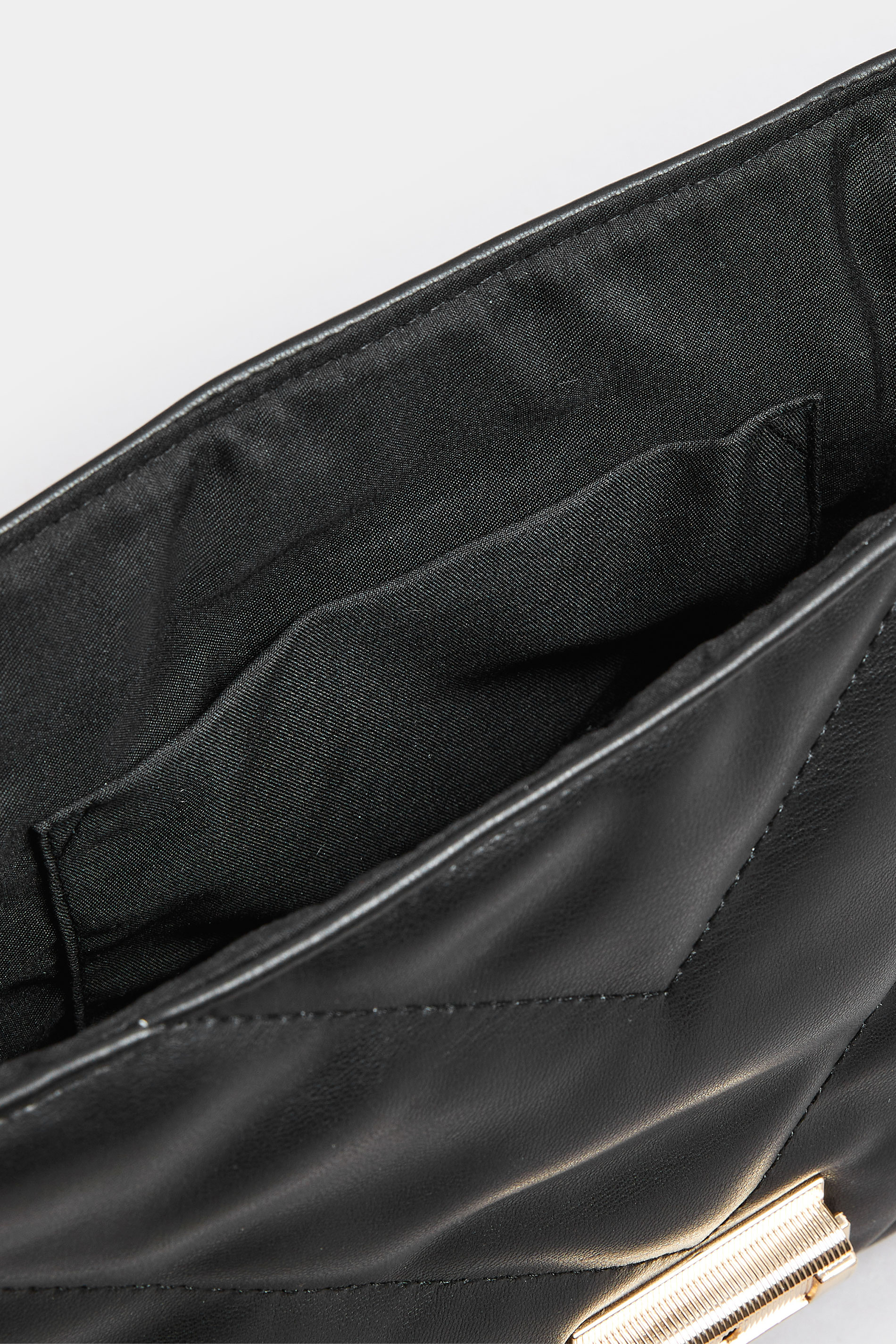 Black Faux Leather Quilted Shoulder Bag | Yours Clothing 4