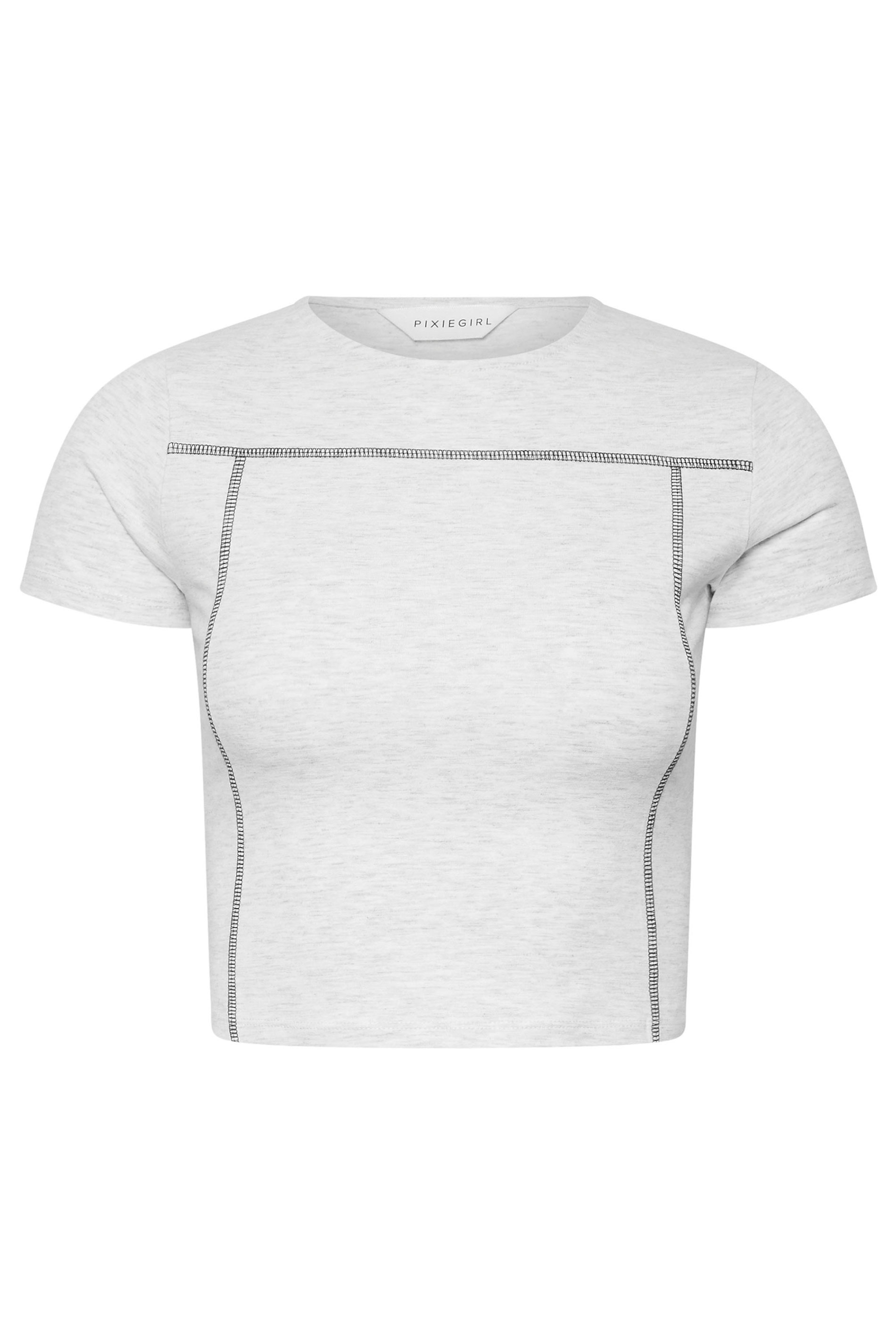 PixieGirl Petite Women's Grey Contrast Stitch Top | Pixie Girl 6