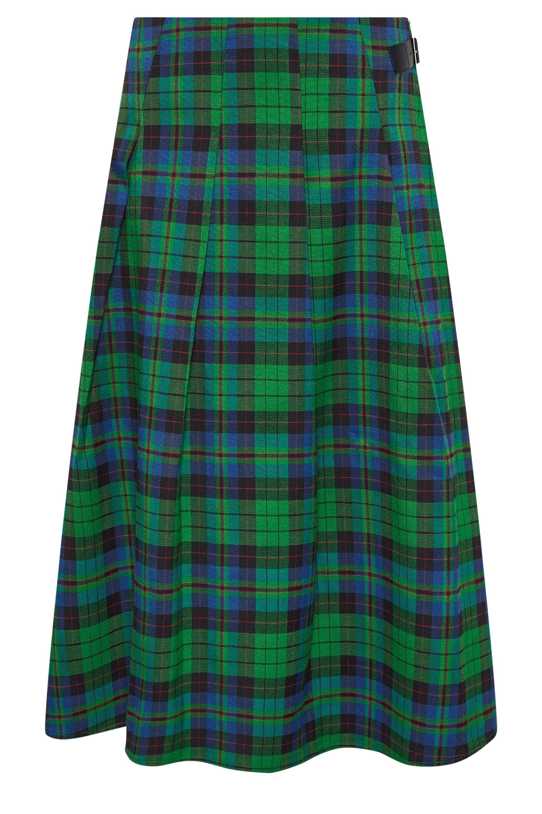 PixieGirl Petite Women's Green & Blue Check Midi Skirt | PixieGirl 1
