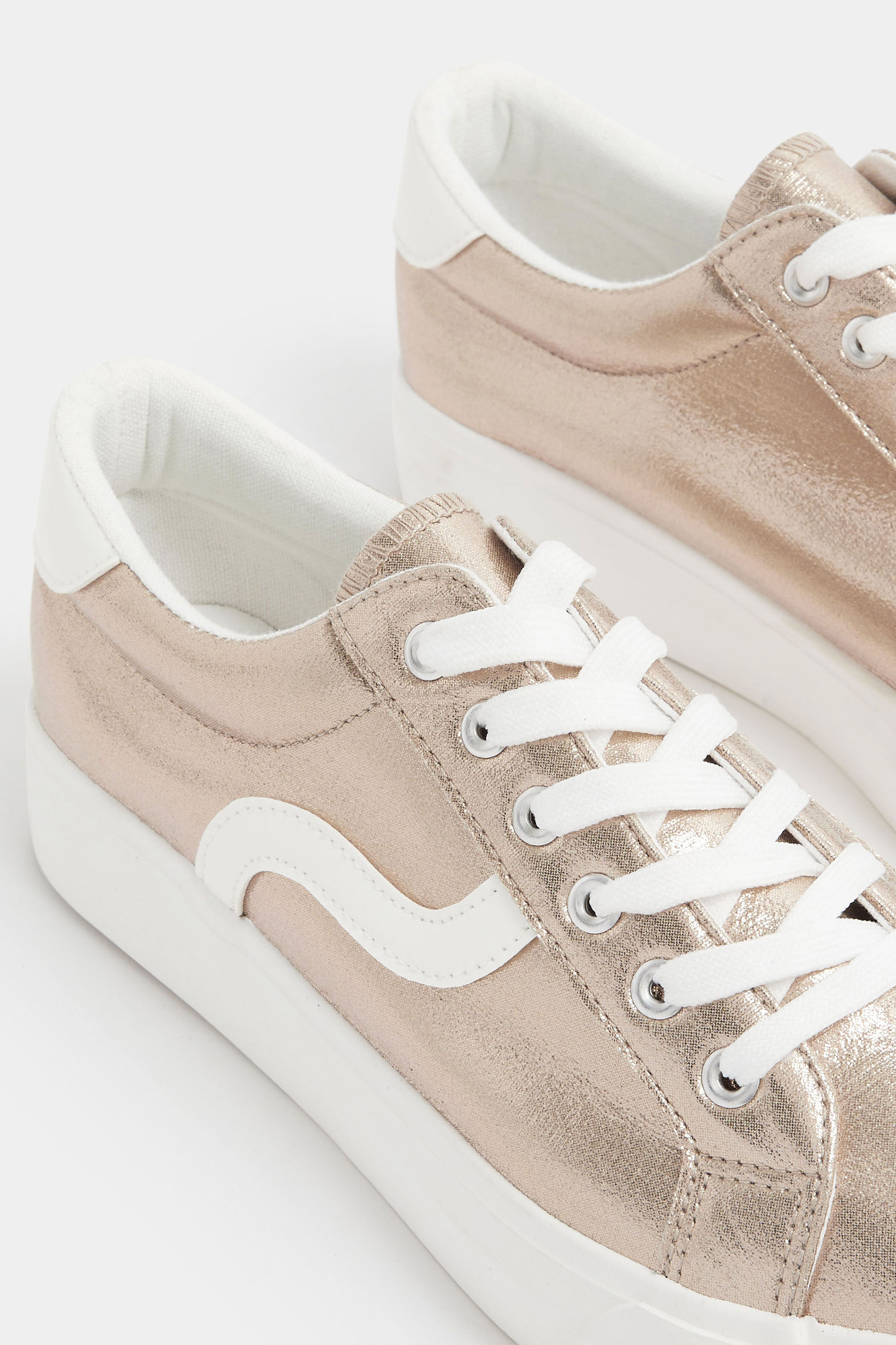 Gold Faux Leather Trainers In Extra Wide EEE Fit | Yours Clothing 5