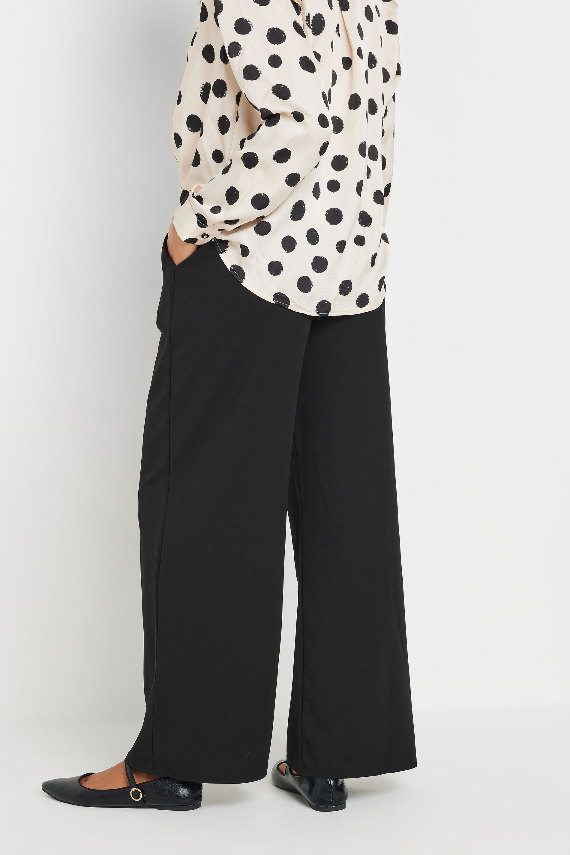 M&Co Black Stretch Scuba Wide Leg Trousers | M&Co 2