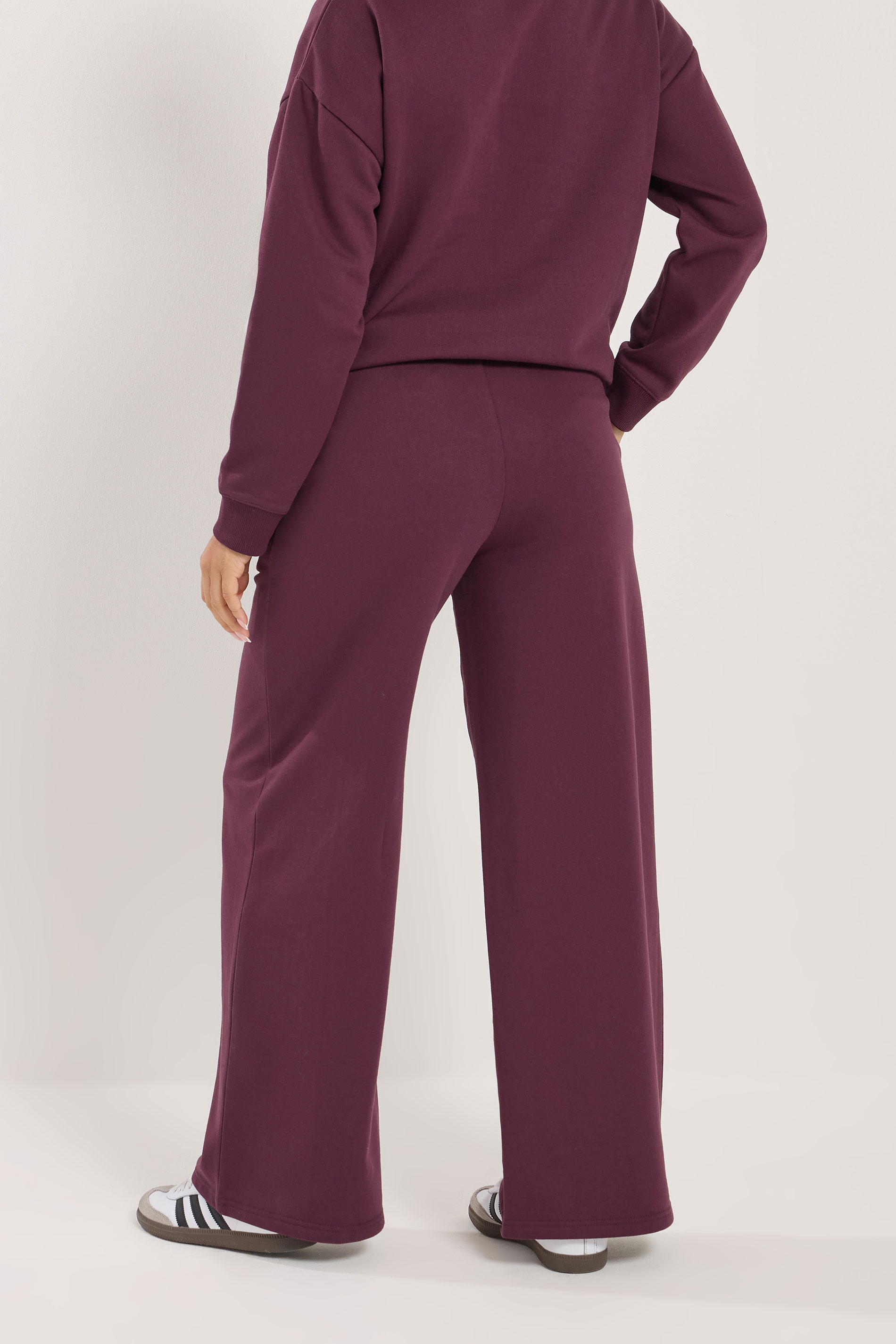 PixieGirl Petite Women's Burgundy Red 'Monte Carlo' Slogan Wide Leg Joggers | PixieGirl 3