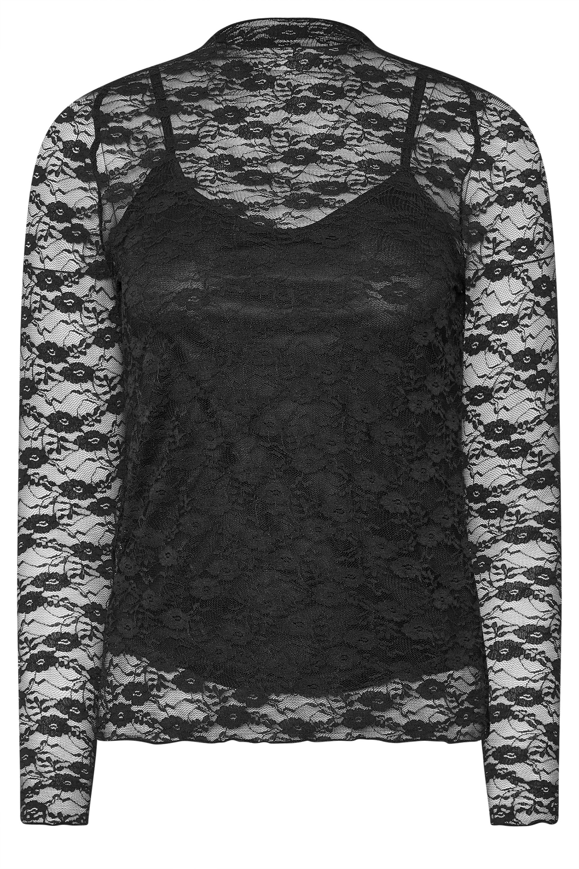 PixieGirl Petite Women's  Black Long Sleeve Lace Top | PixieGirl 5