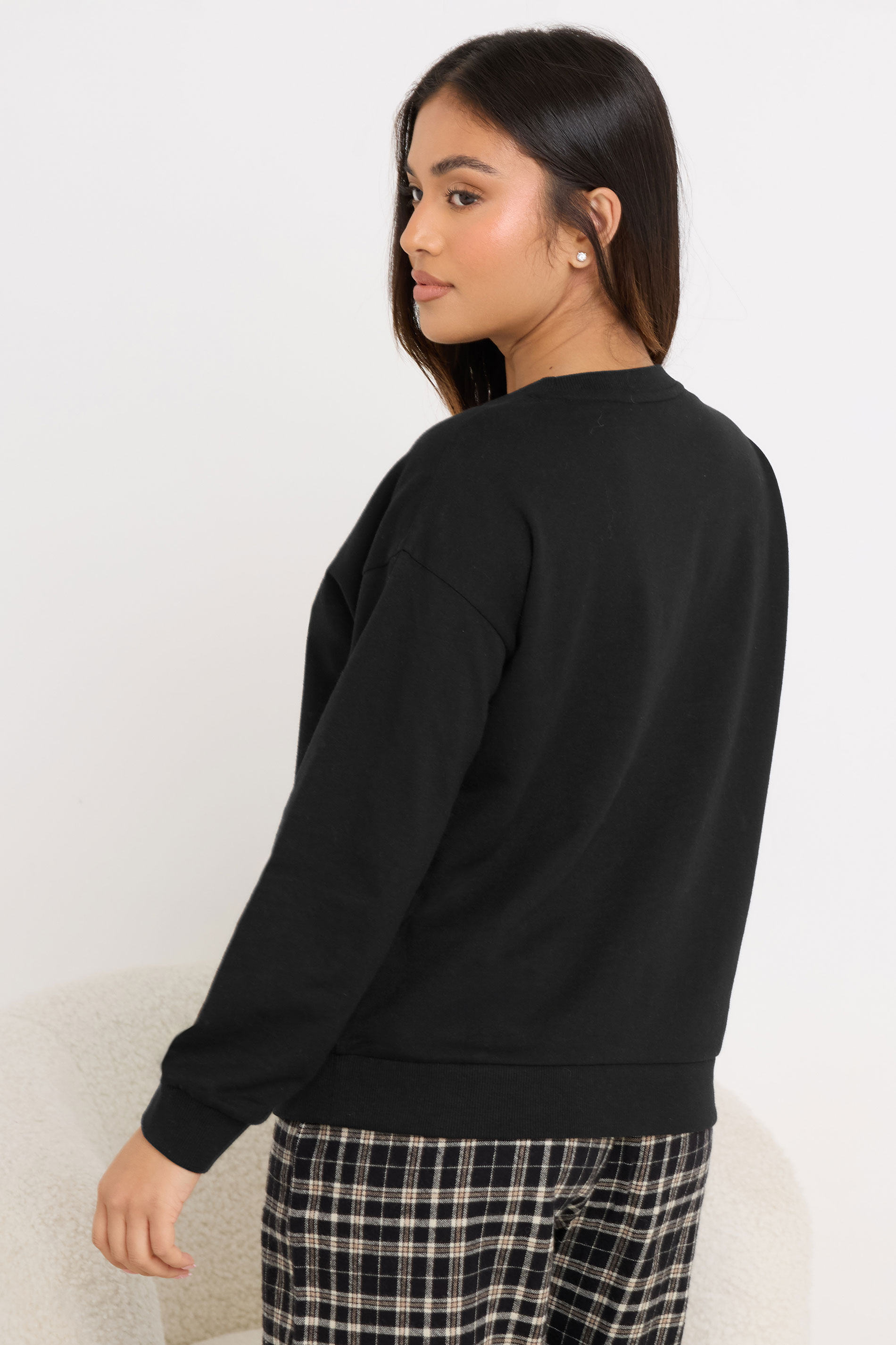 PixieGirl Petite Black 'Weekend Brunch Club' Slogan Lounge Top | PixieGirl 4