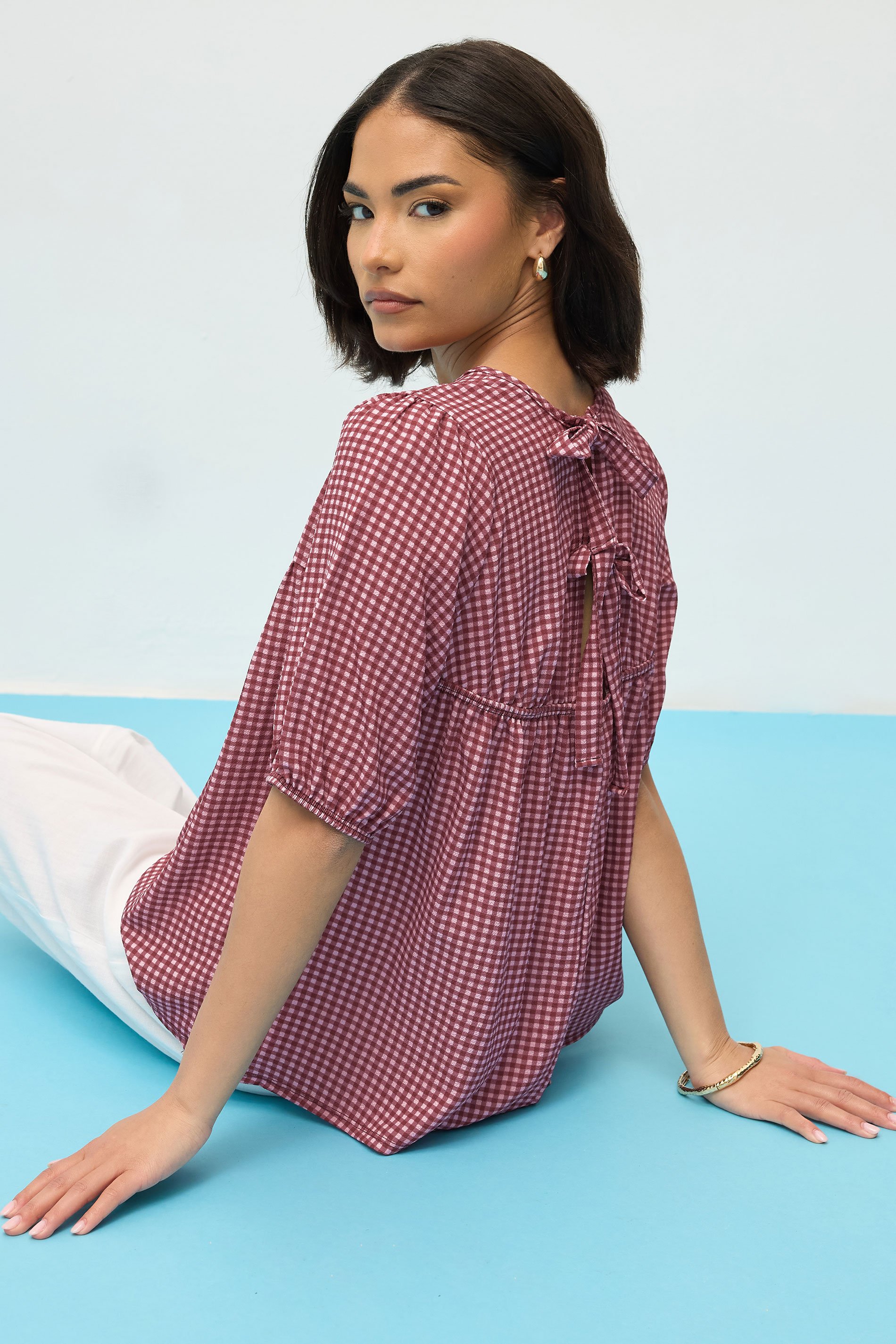 PixieGirl Petite Women's Red Gingham Tie Back Top | PixieGirl 2