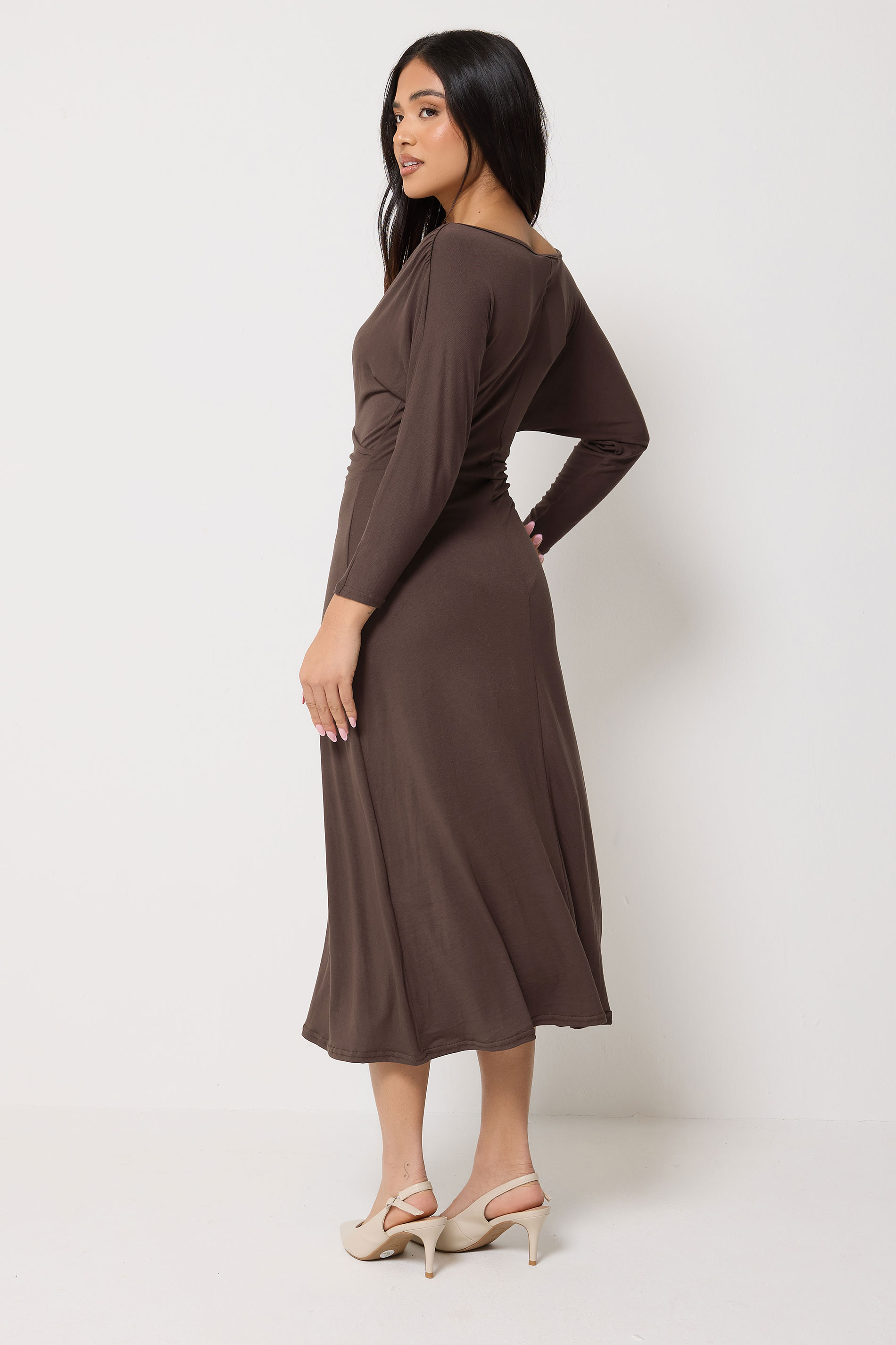 pleated evening dresses Long Pleated V-Neck Dress by Cinderella Divine 1001