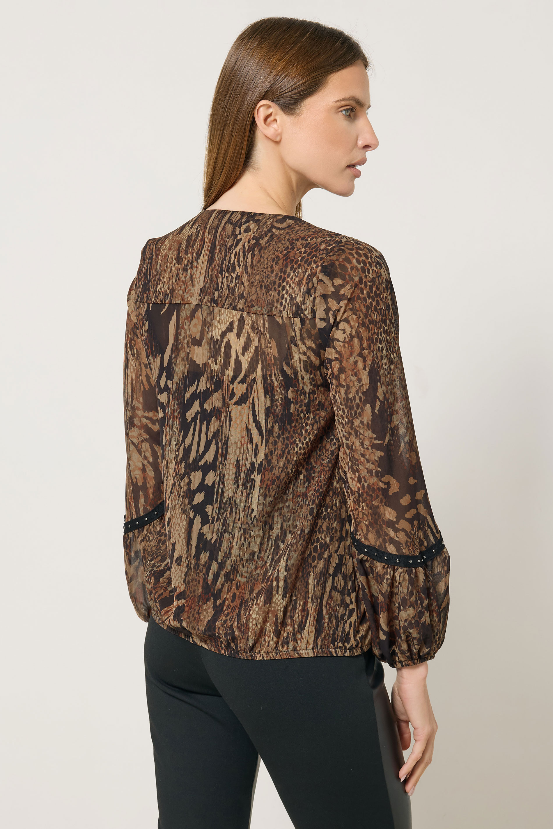 STAR Brown Animal Print Stud Blouse | StarByJM 3