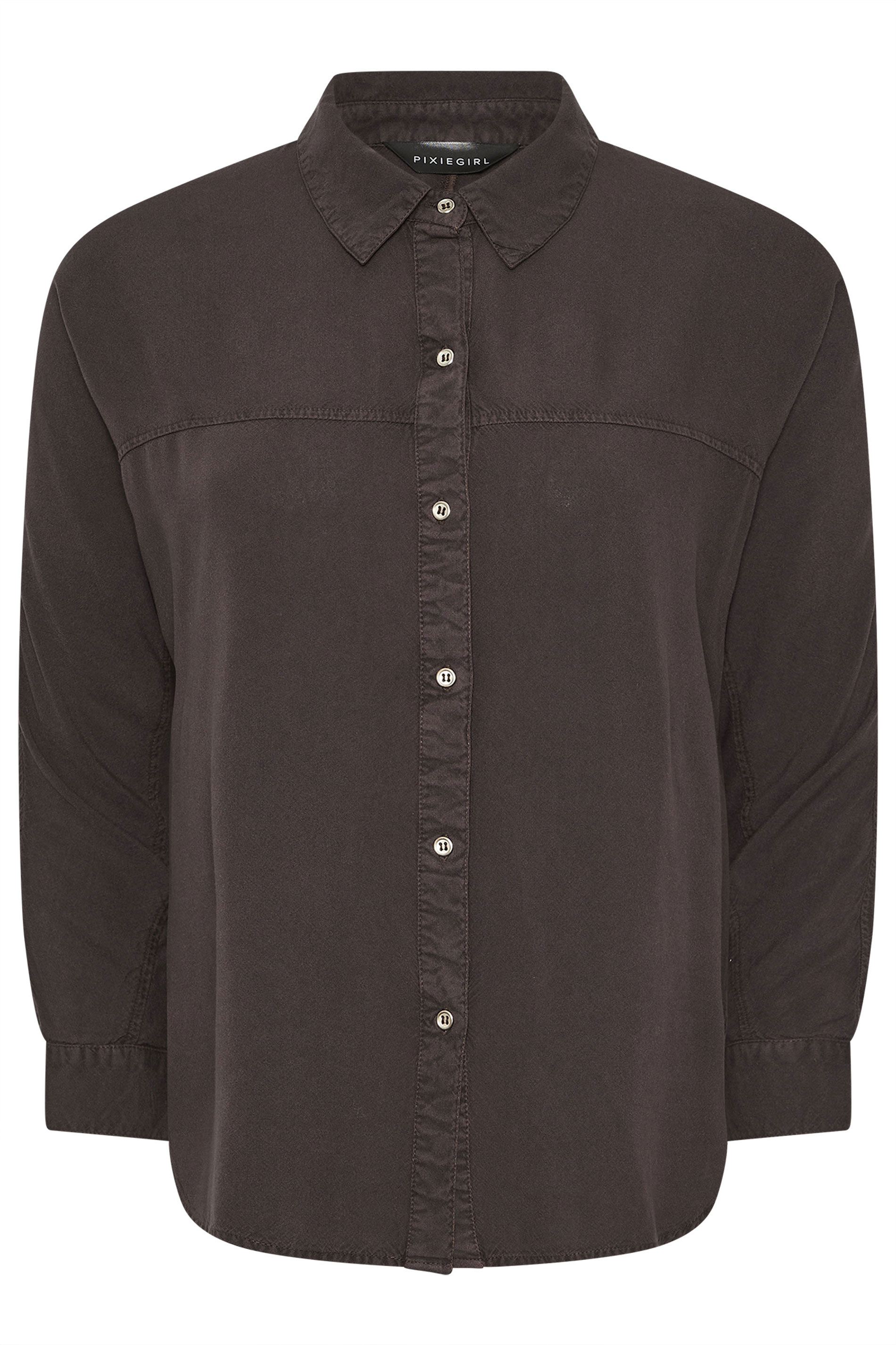 PixieGirl Petite Women's Chocolate Brown Long Sleeve Shirt | PixieGirl 5