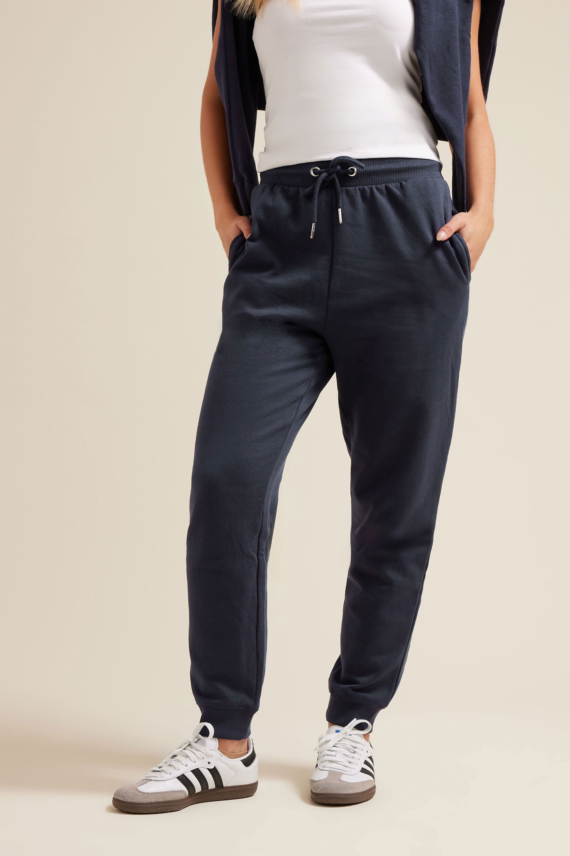 PixieGirl Petite Women's Navy Blue Cuffed Joggers | PixieGirl 1