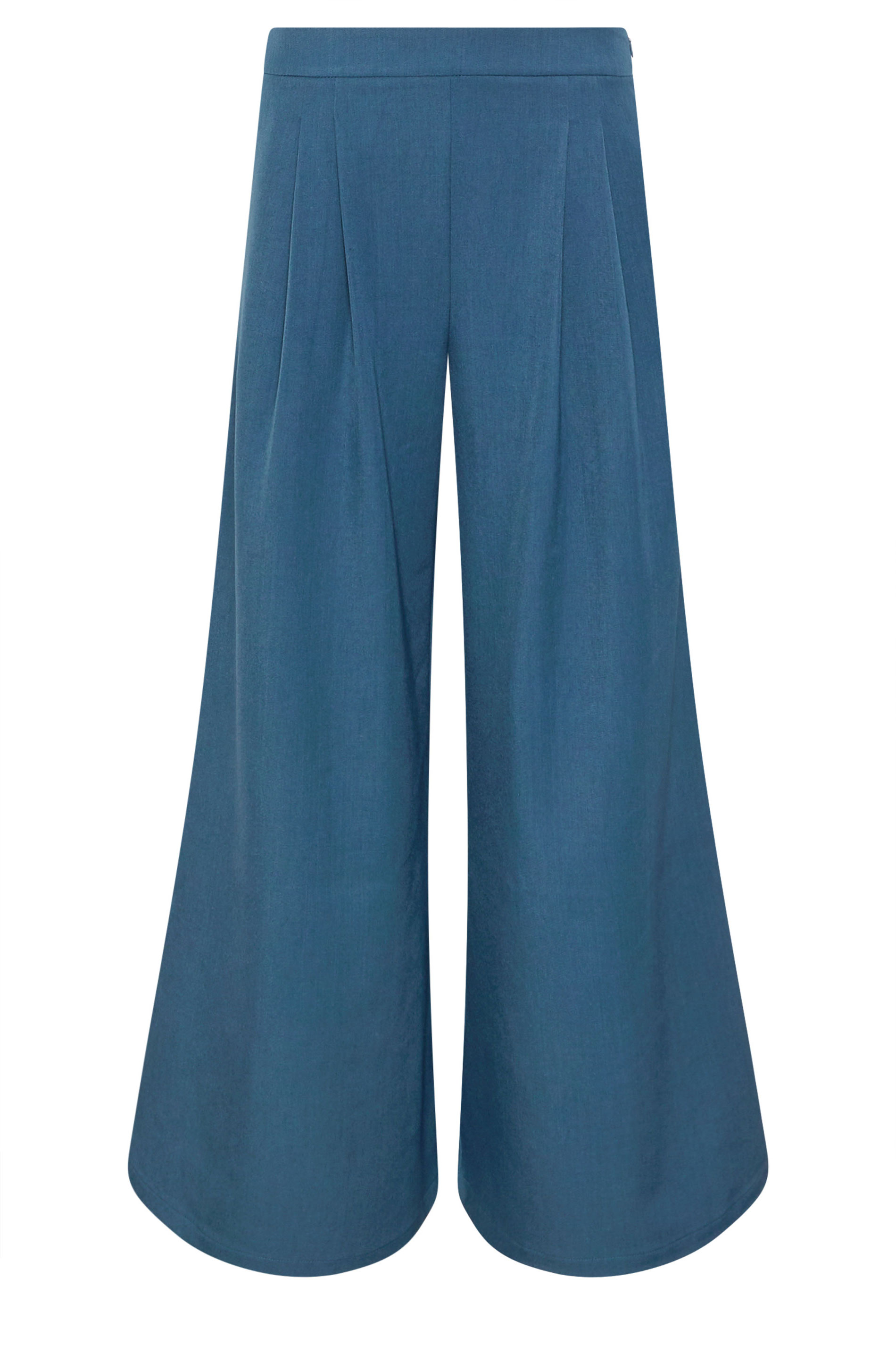 PixieGirl Petite Women's Teal Blue Pleat Front Palazzo Trousers | PixieGirl 6