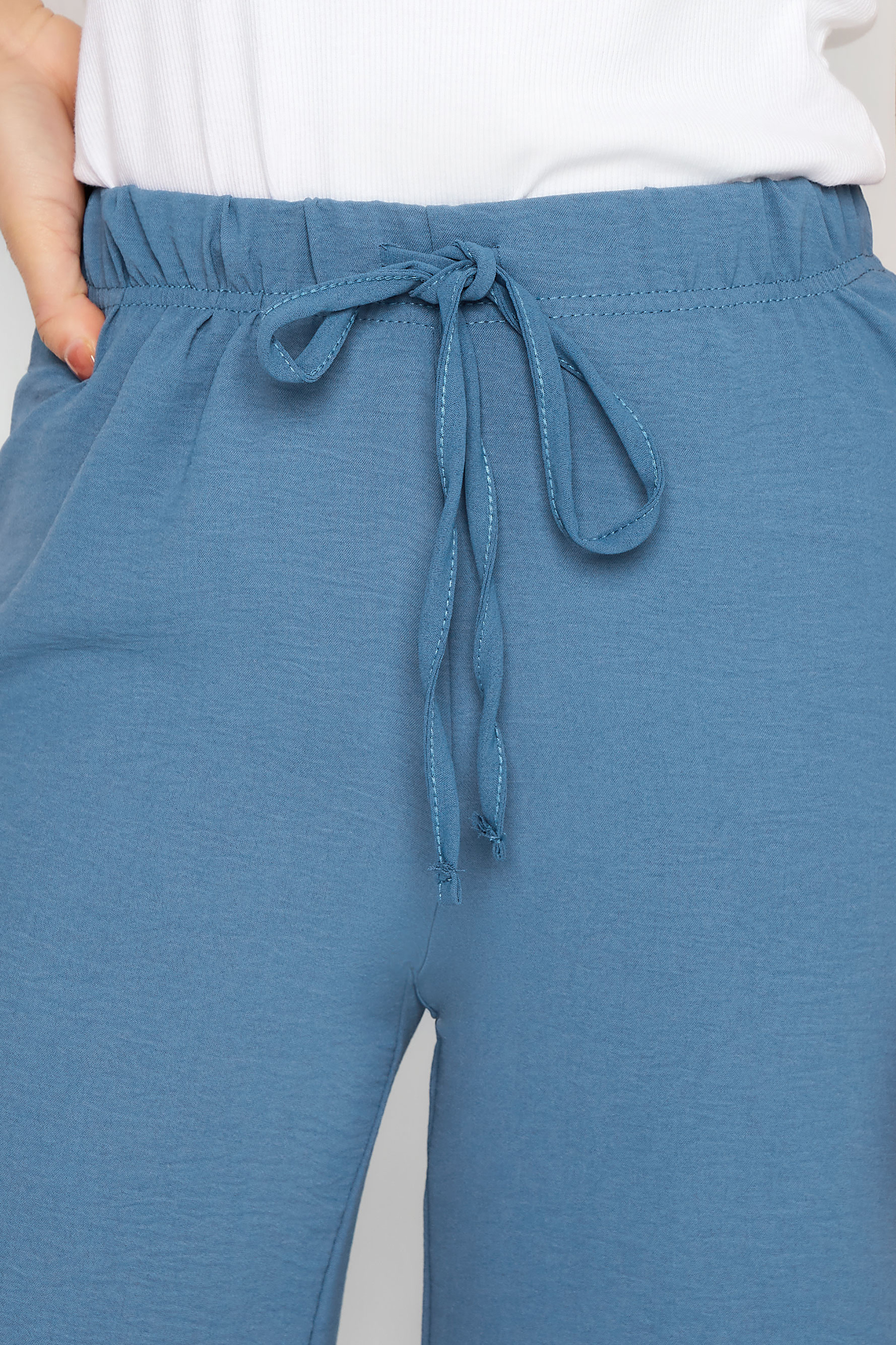PixieGirl Blue Crepe Wide Leg Trousers | PixieGirl 3